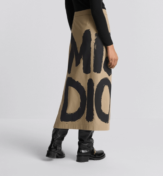 Dior o1w1db11225 457P84 Open-Front Midi Skirt in Beige/Black Size 26" / US 2 / IT 38 - 7 Thumbnail