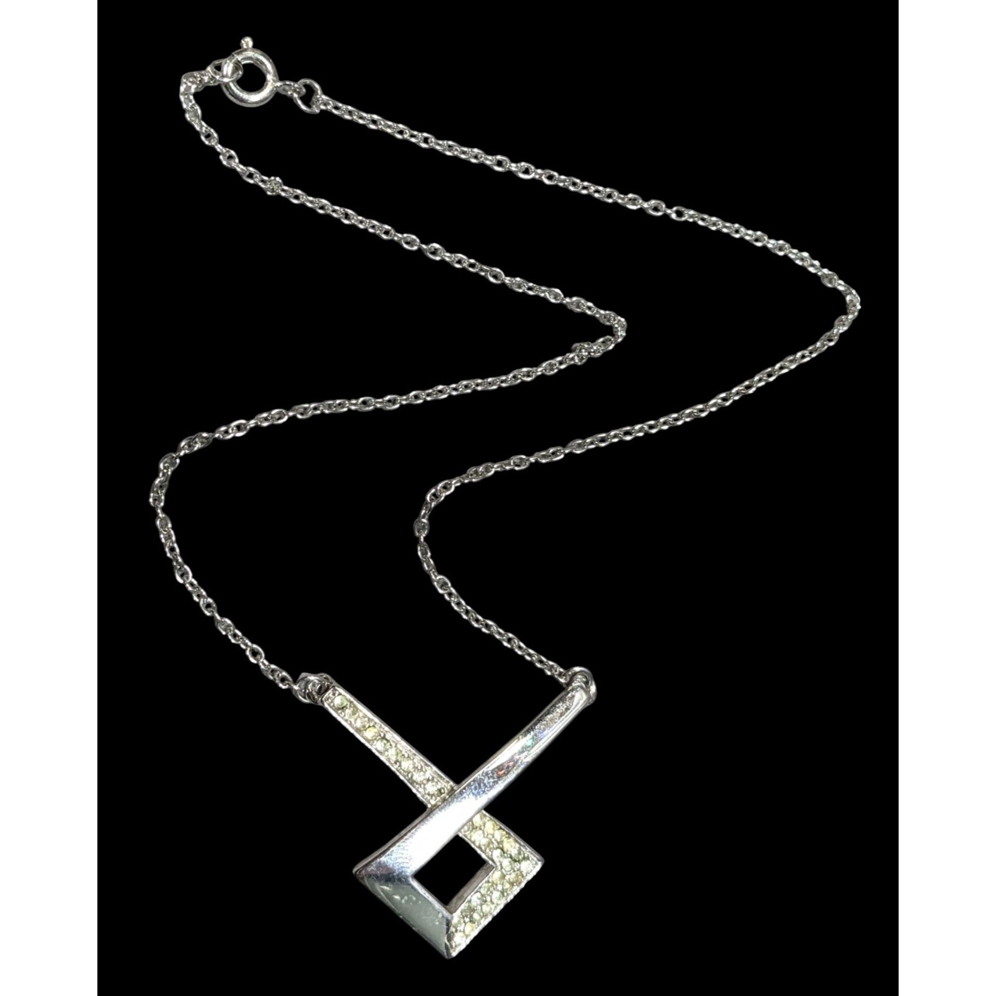 Other Geometric Pendant Necklace Silver ToneWith Rhinestone Accent Size ONE SIZE - 1 Thumbnail
