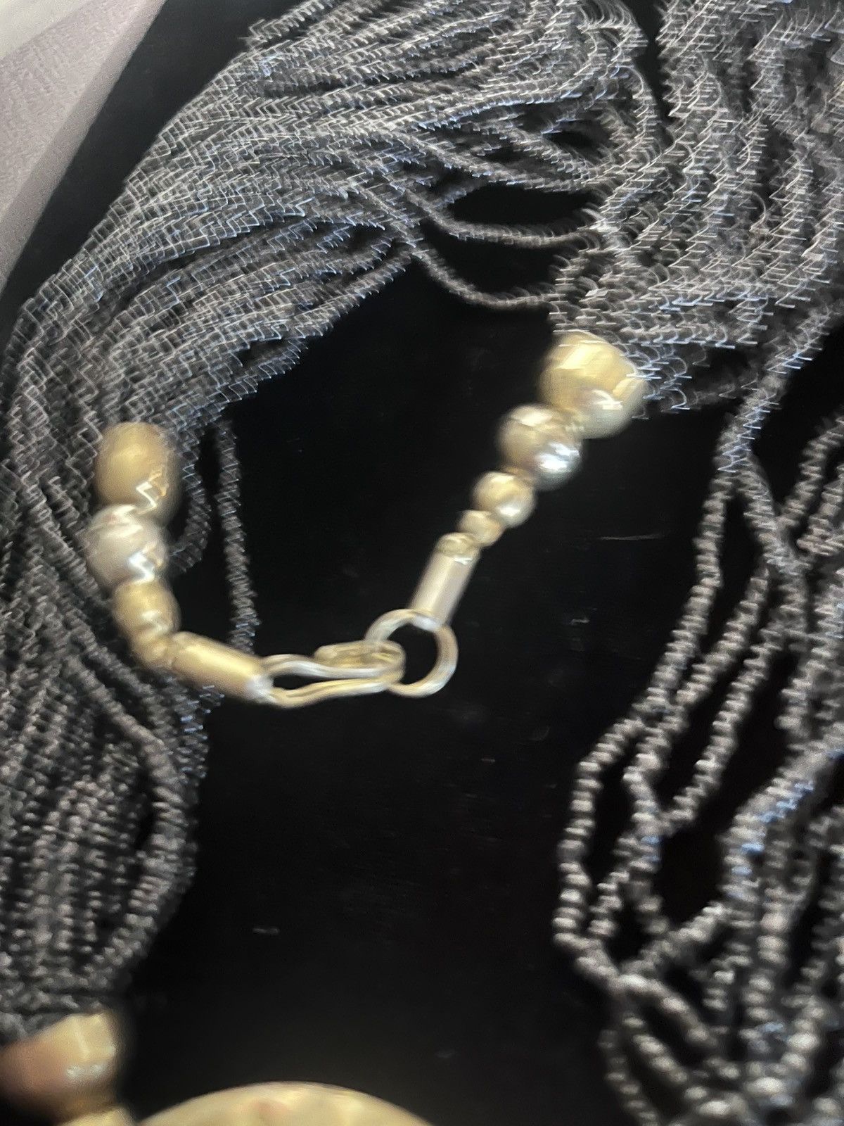 Other Vintage 1970s Boho Multi-Strand Black Bead metal pendant Size ONE SIZE - 5 Thumbnail