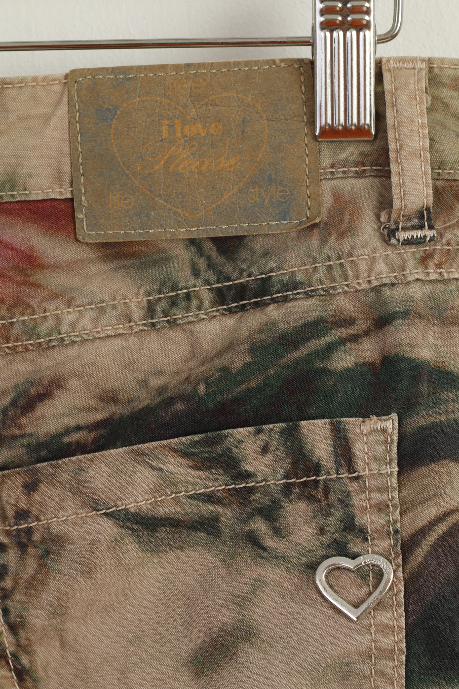 Vintage Please Women L Trousers Brown Camouflage 7926 Size 31" - 5 Thumbnail