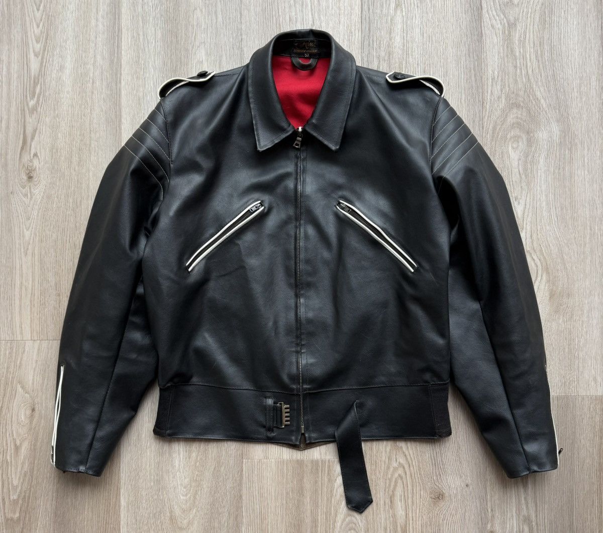 AMI Rare Vintage AMI Black Leather Racing Biker Jacket Size US L / EU 52-54 / 3 - 1 Thumbnail