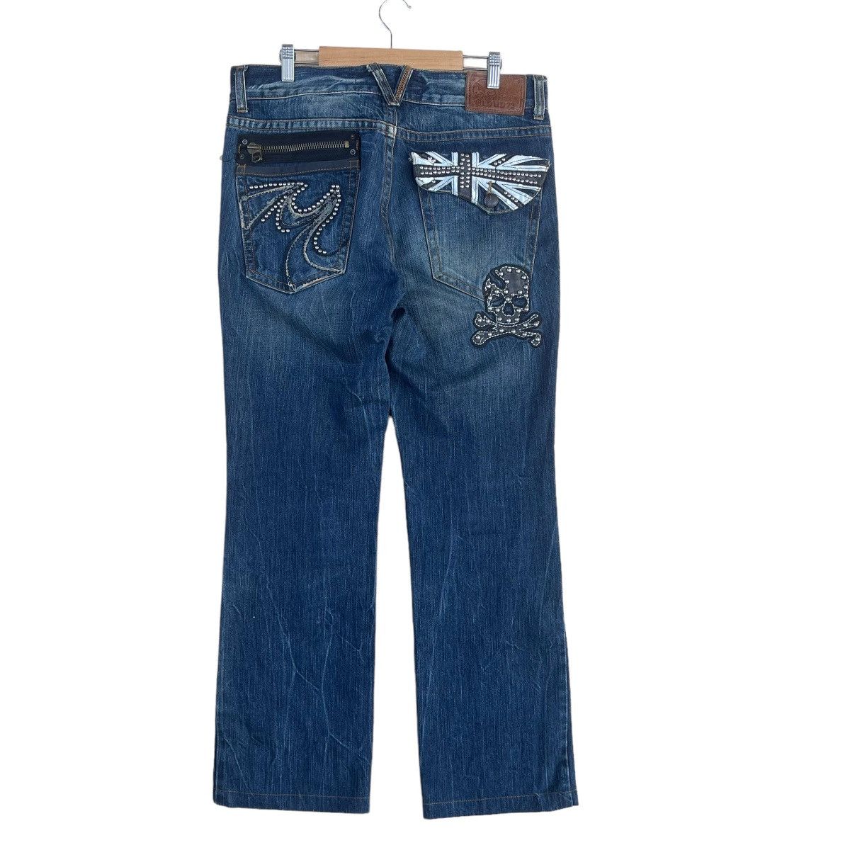 Japanese Brand Cloud 72 Skull Embroidered Jeans Size US 35 - 10 Thumbnail