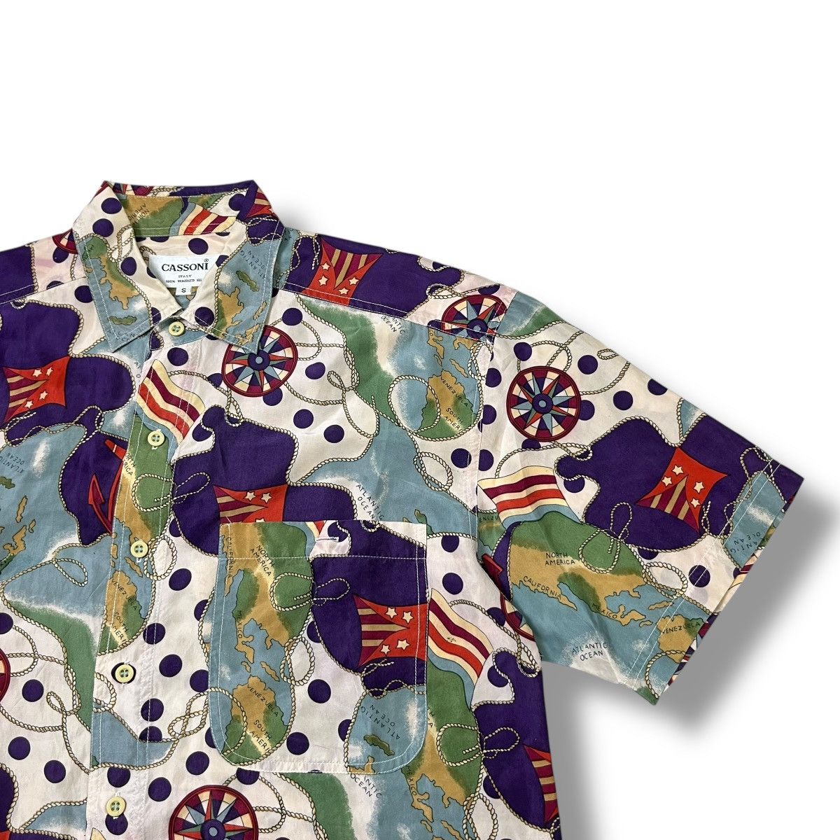 Issey Miyake Vintage 90s‼️Cassoni Italy Silk Shirt Nautical/YSL/Prada Styl Size US S / EU 44-46 / 1 - 3 Thumbnail