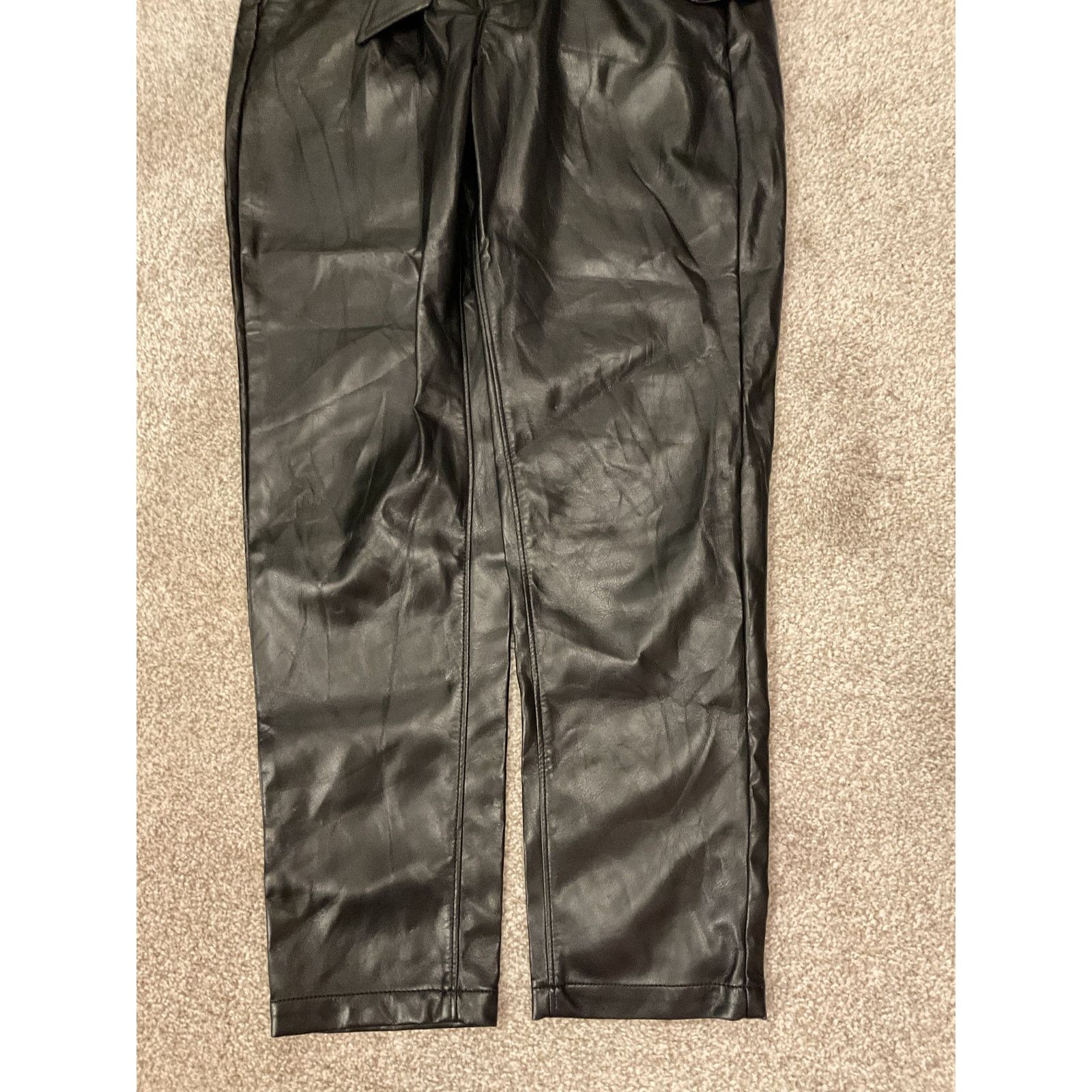 Express Express Black Faux Leather Ankle High Rise Paperbag Pants,4R Size 27" / US 4 / IT 40 - 5 Thumbnail