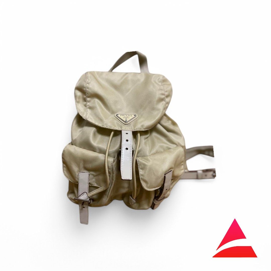 Prada Prada - Beige Rucksack Backpack Vintage Triangle Logo Plate Size ONE SIZE - 1 Thumbnail