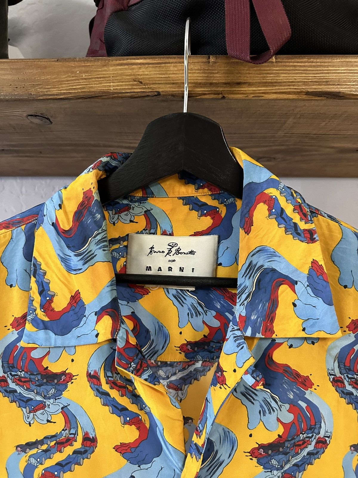Marni Marni acid cars print viscose wrinkled shirt Size US M / EU 48-50 / 2 - 3 Thumbnail
