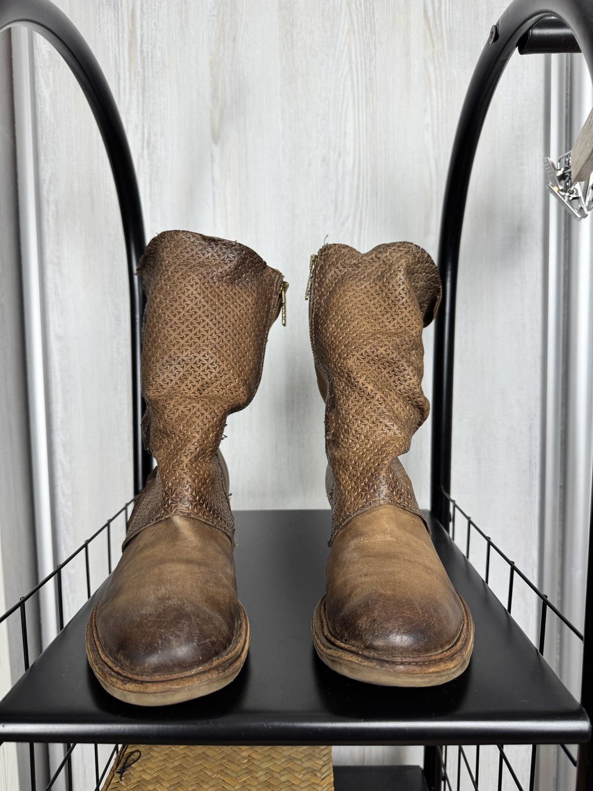 A.S.98 Airstep AS98 Brown Leather Boho Biker Ankle Distressed Boots Size US 7 / IT 37 - 7 Thumbnail