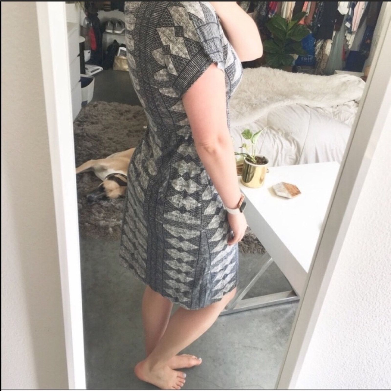 Anthropologie NEW ANTHROPOLOGIE Tracy Reese Tribal Grey Black White Dress Size M / US 6-8 / IT 42-44 - 6 Thumbnail