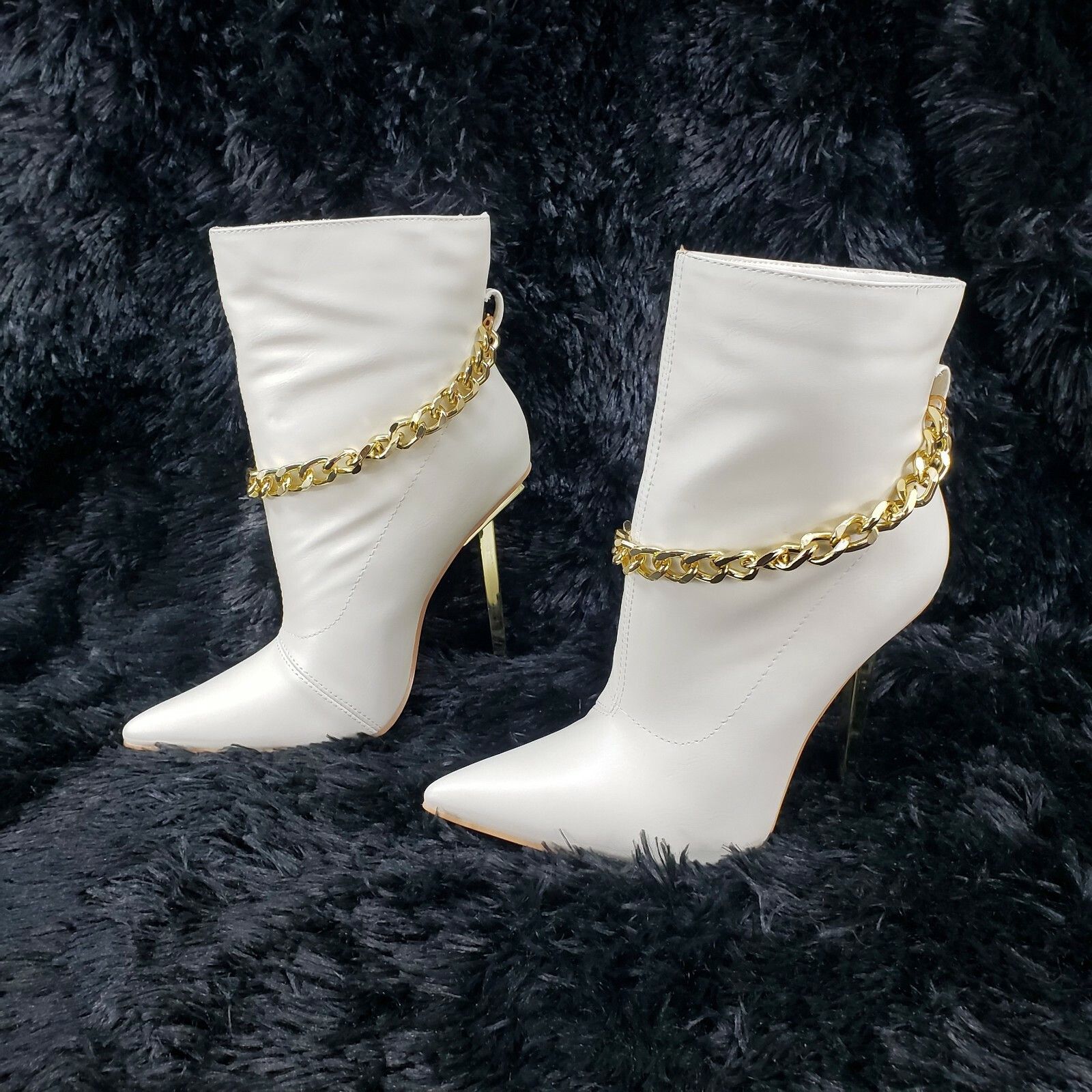 Other Venomous White Pointy Toe Spike Stiletto Heel Ankle Boots Go Size US 7 / IT 37 - 2 Thumbnail