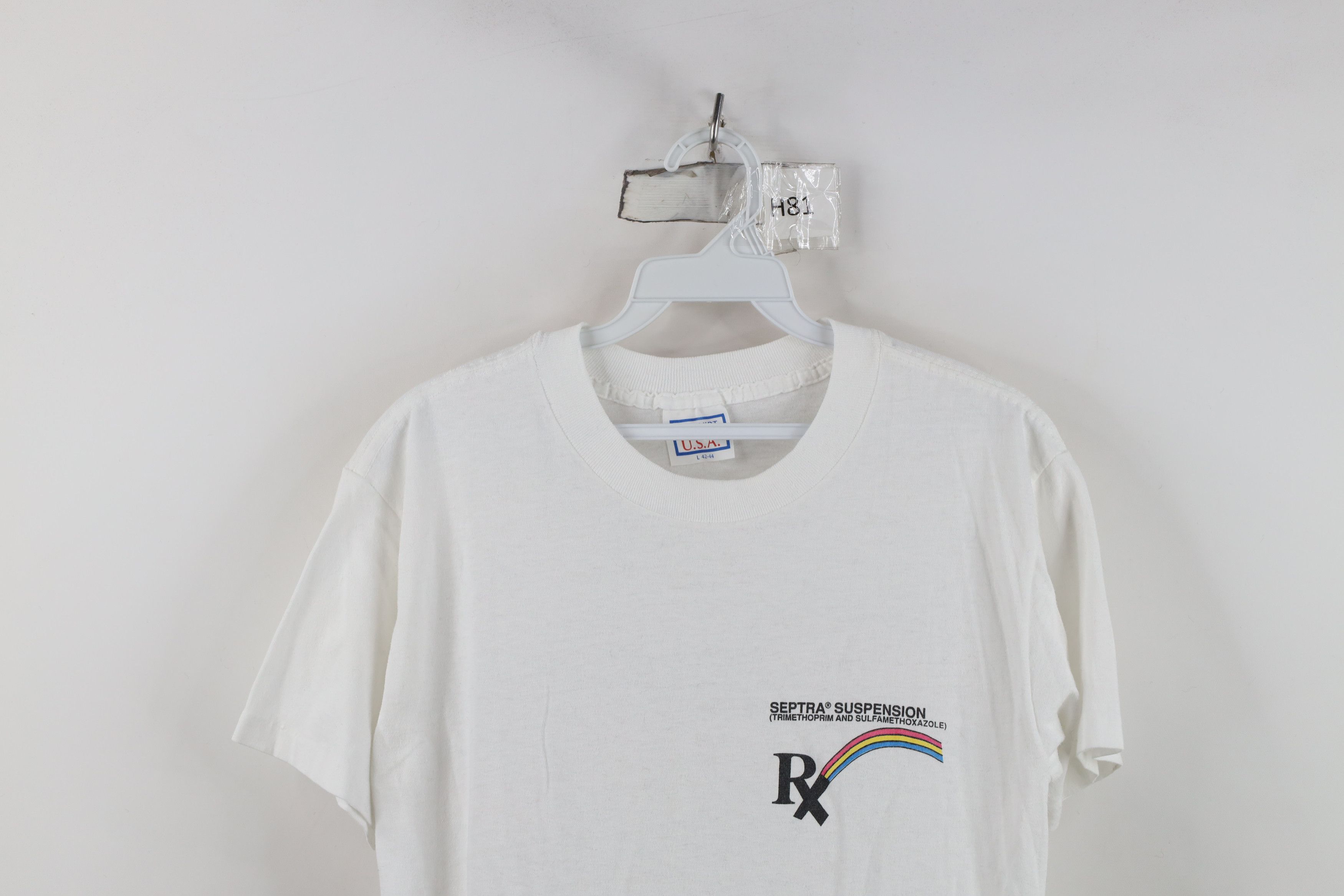 Vintage Vintage 90s RX Rainbow Septra Suspension T-Shirt White USA Size L / US 10 / IT 46 - 2 Thumbnail