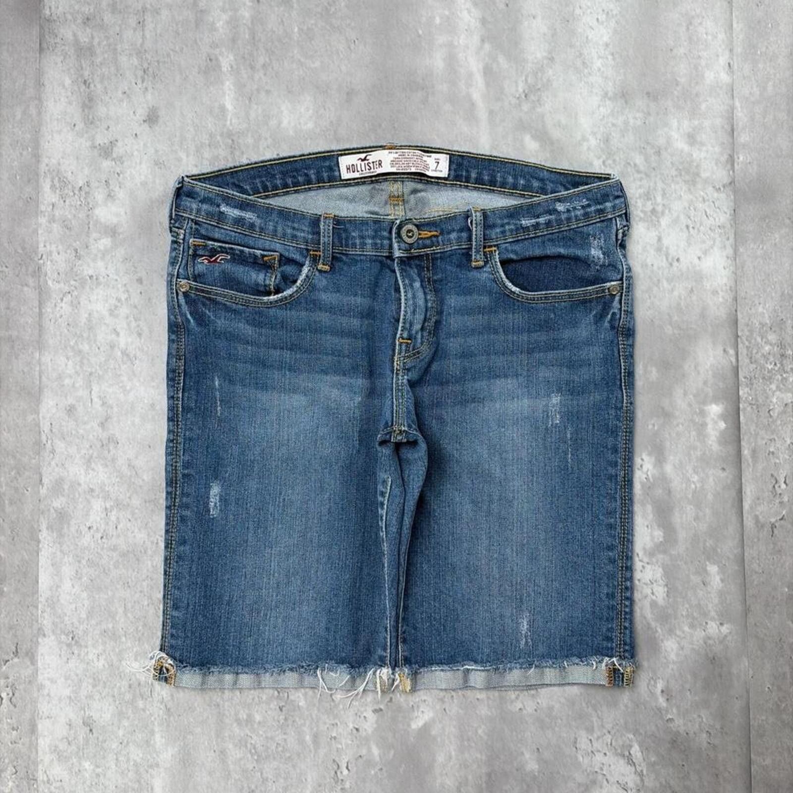 Other Y2K Blue Hollister Surf Grunge Capri Denim Shorts Size 30" / US 8 / IT 44 - 1 Thumbnail