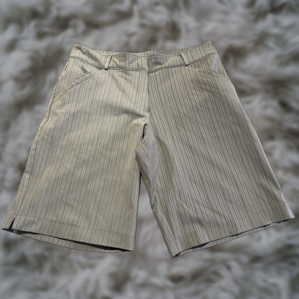 Nike Nike Gold Brown Striped Women's Golf Shorts Size 8 Regular Fast Dry Polyester Flex 32X11 Inseam 11 in Logo Pocket Chino Casual Summer Spring Mens? Size 30" / US 8 / IT 44 - 1 Thumbnail