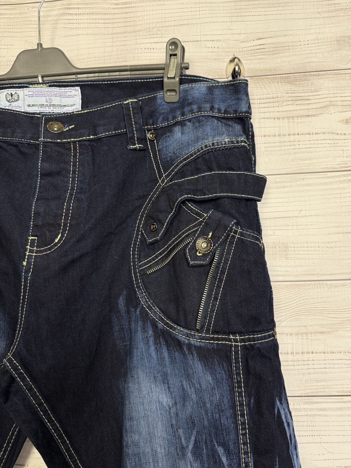 Other Archive Y2K Distressed Heavy Stitch Flare Jeans Dark Wash Size US 38 / EU 54 - 6 Thumbnail