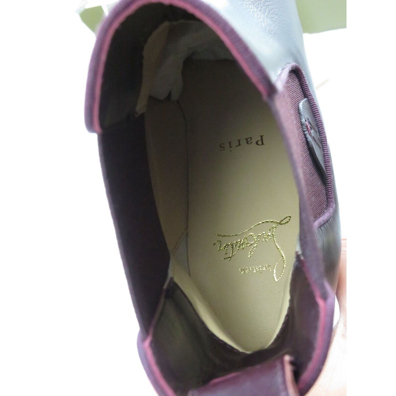 Christian Louboutin LOUBOUTIN TURELASTIC BURGUNDY LEATHER HEEL ANKLE BOOTS 40 Size US 10 / IT 40 - 10 Thumbnail