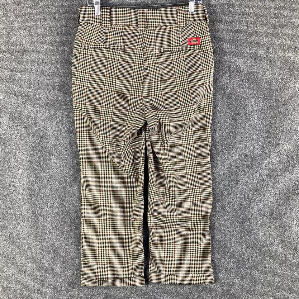 Dickies Dickies Pants Women's 9 Plaid Beige Trousers Cropped Size 31" - 7 Thumbnail
