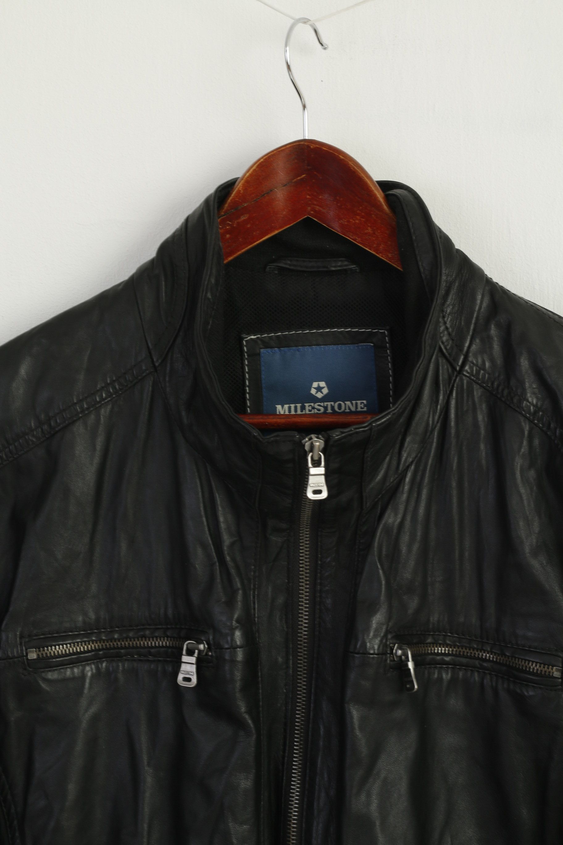 Milestone Milestone Men 58 3XL (XL) Jacket Black Leather 3226 Size 3XL / US 20-22 - 3 Thumbnail