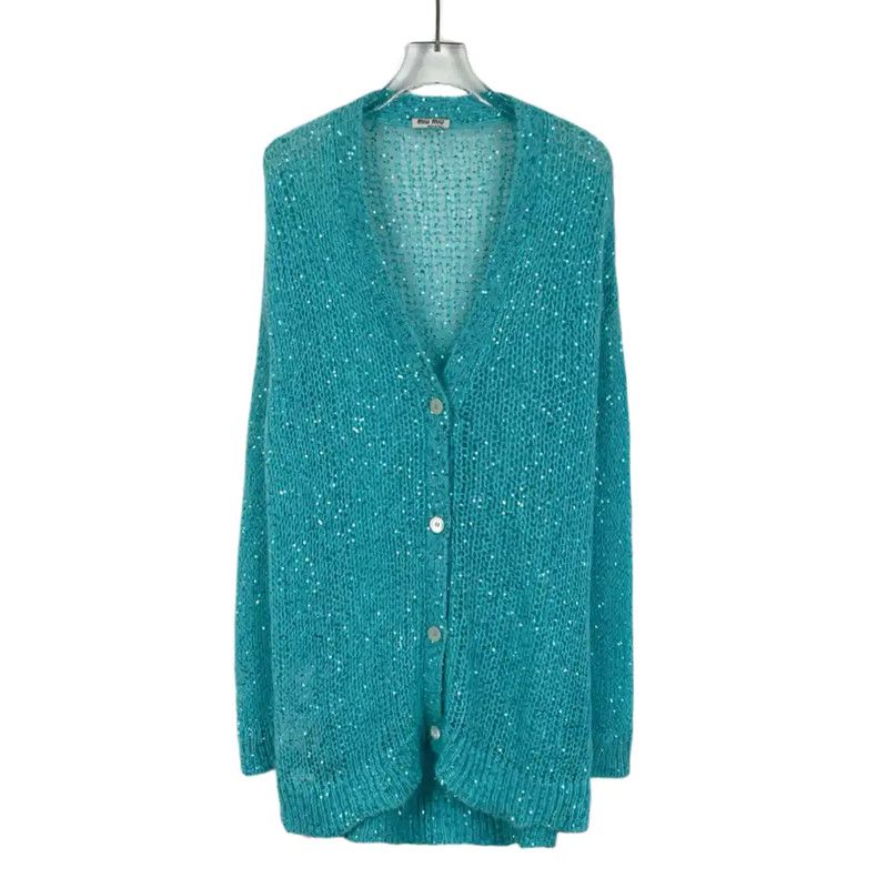 Miu Miu Miu Miu Blue XS Cardigan for Women 0089 Size XS / US 0-2 / IT 36-38 - 1 Thumbnail
