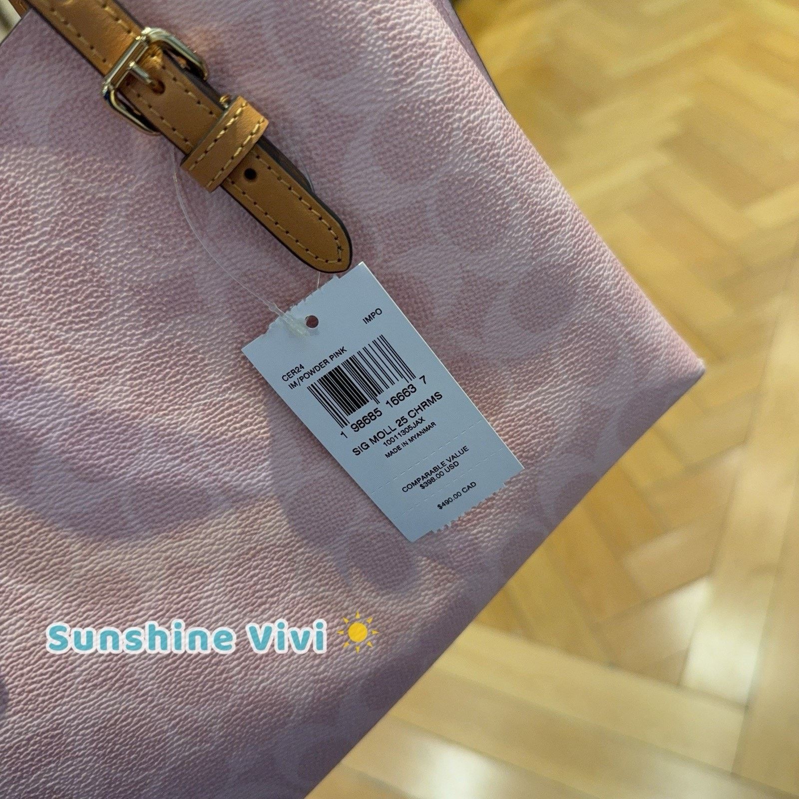 Coach NWT Coach Mollie Tote Bag 25 Charms CER24 Gold/Powder Pink Size ONE SIZE - 4 Thumbnail