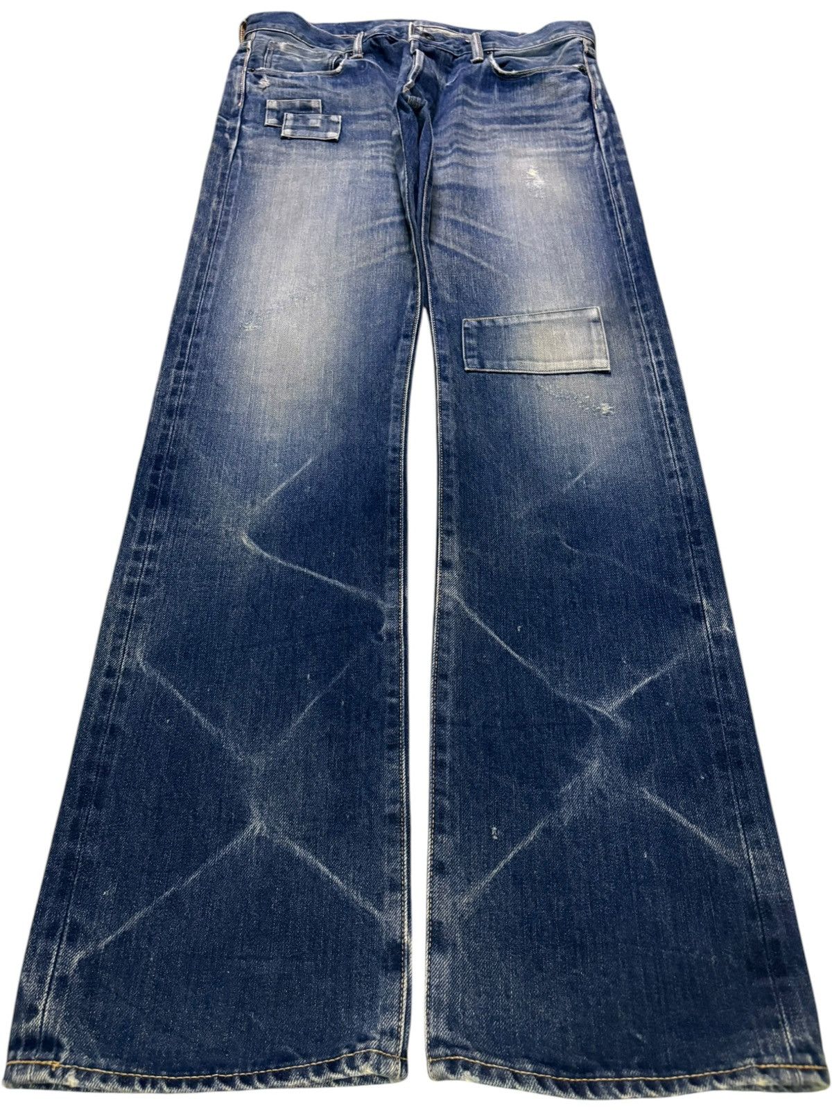 KURO Vintage Kuro Selvedge Thunder Wash Patched Loose Jeans Size US 32 / EU 48 - 2 Thumbnail