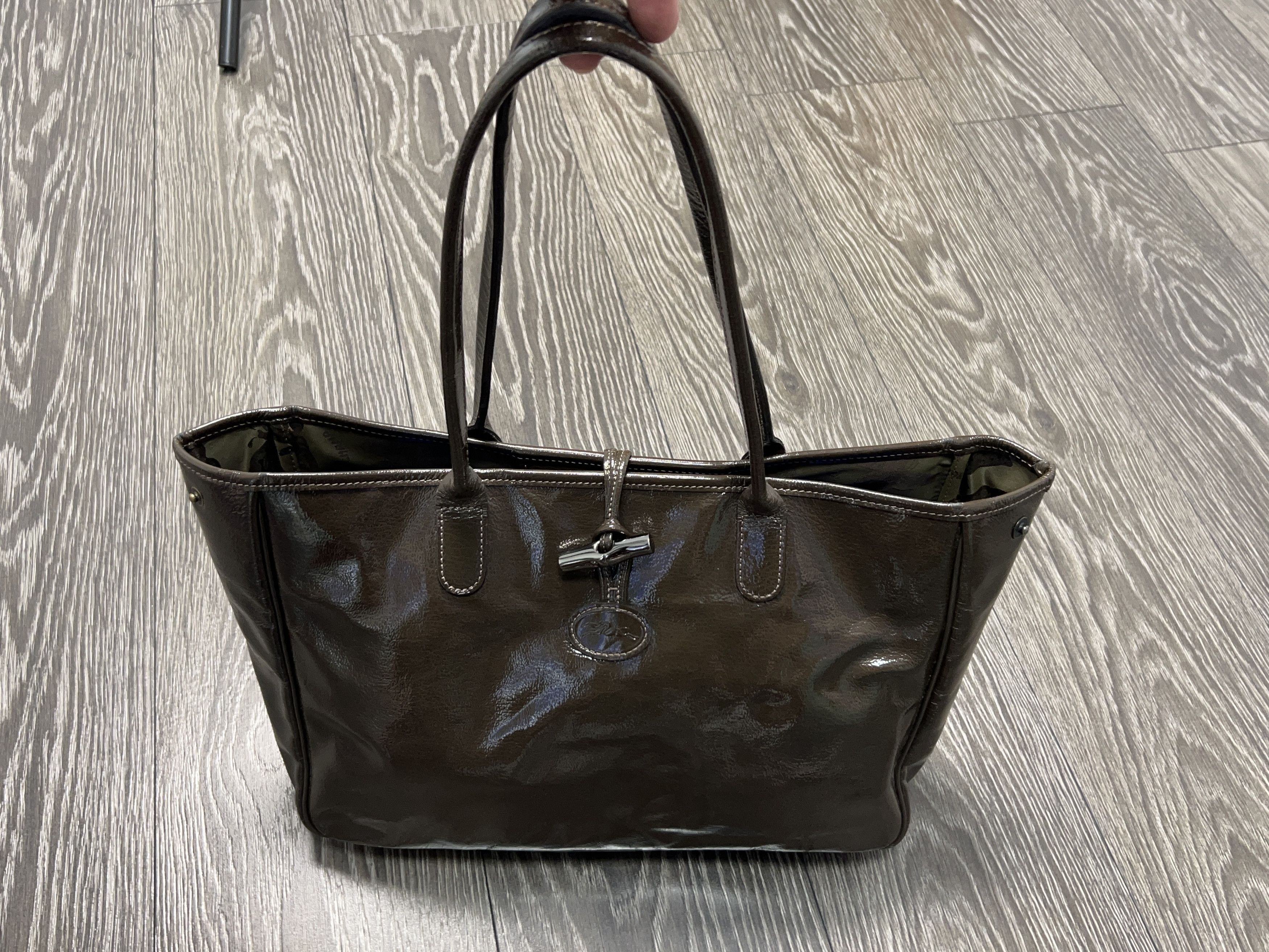 Longchamp Paris Roseau Patent Leather Tote Bag Handle Shoulder Bag Size ONE SIZE - 1 Thumbnail