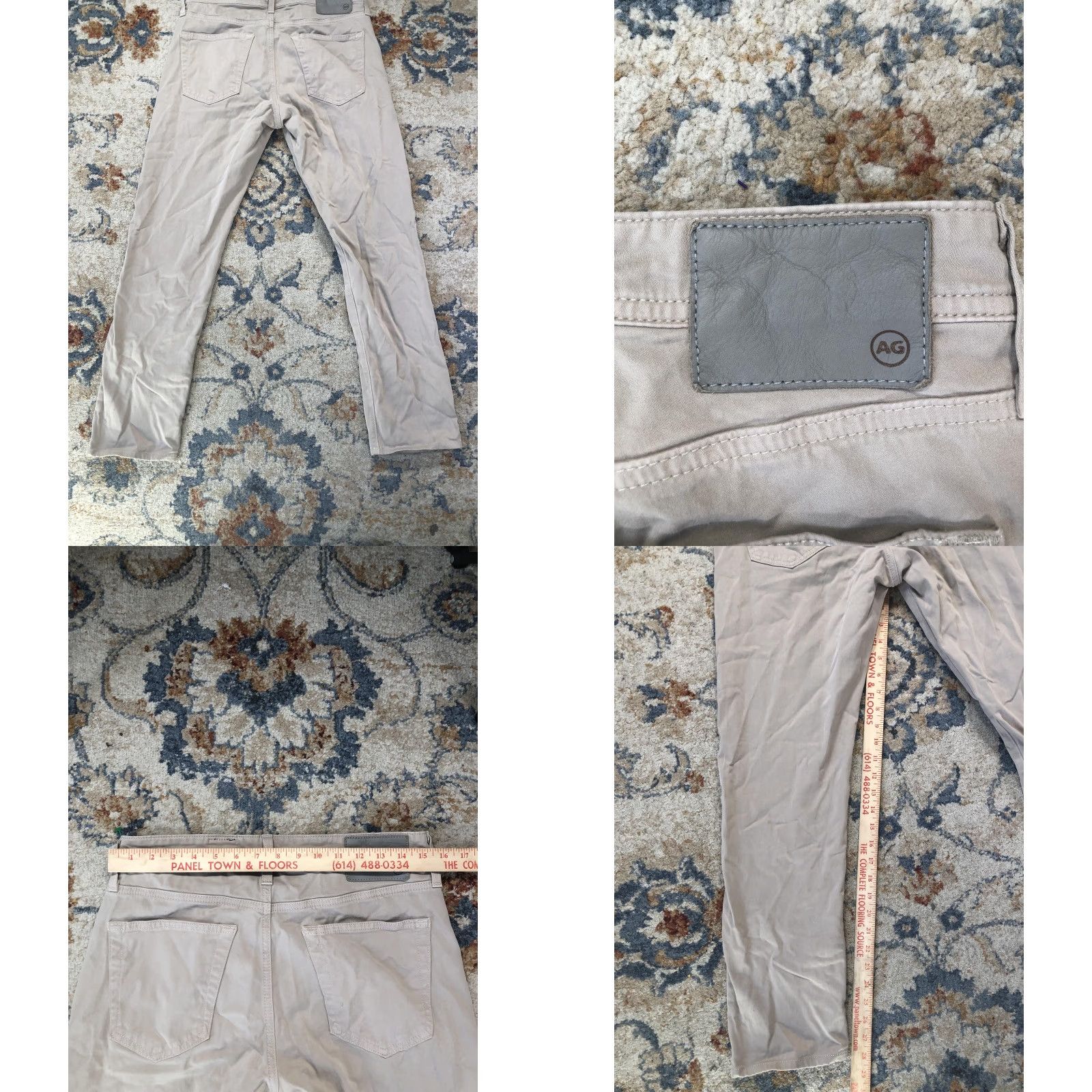 Vintage AG Adriano Goldschmied The Tellis Jeans Mens 31x29 Beige Slim Tapered Stretch Size US 31 - 9 Thumbnail