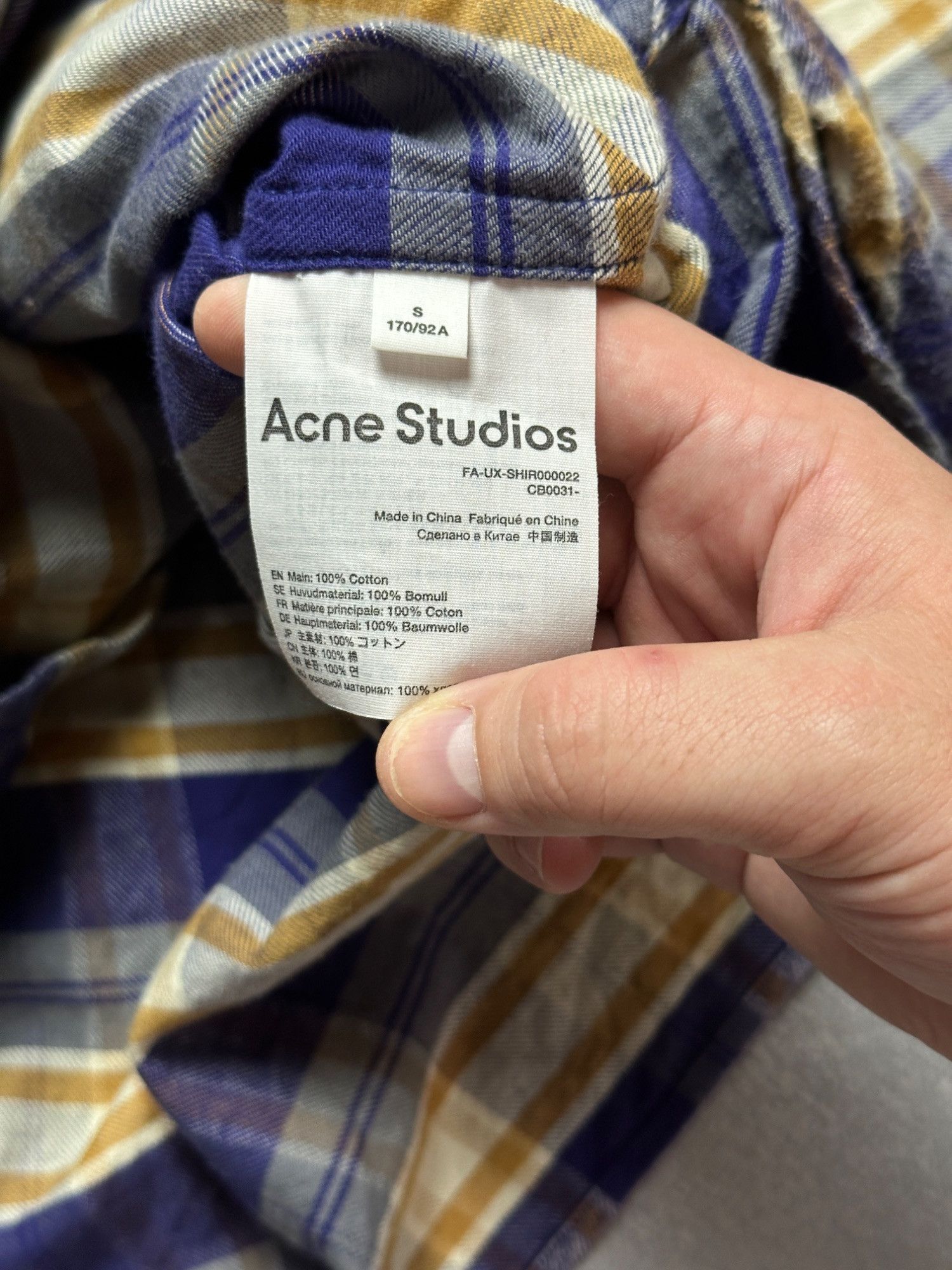 Acne Studios Acne Studios Checked Plaid Button-Up Embroidered Face Logo Size US S / EU 44-46 / 1 - 8 Thumbnail