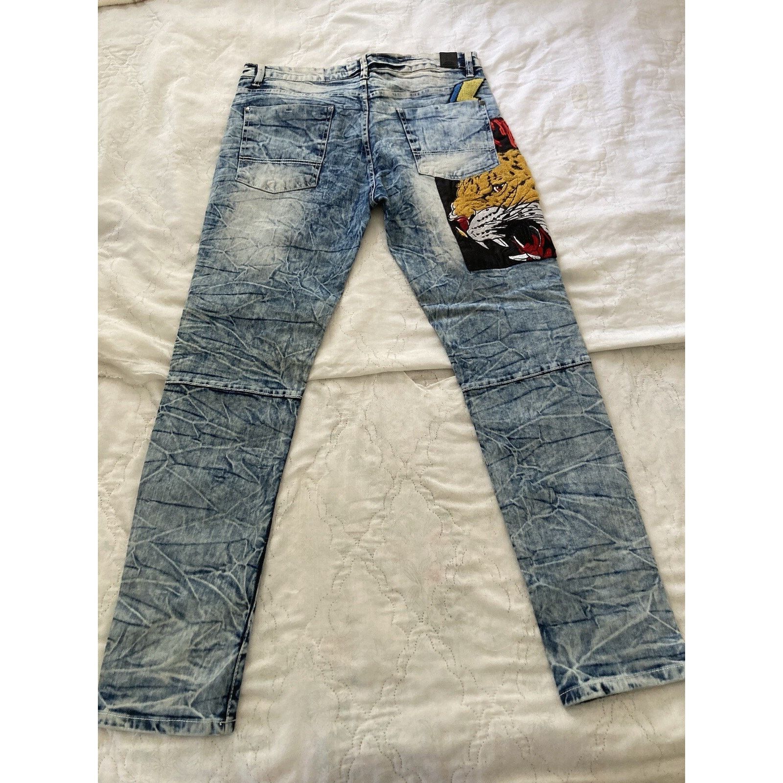 Southpole Southpole Distressed Wash Blue Patch. Cotton Jeans 34x30 Size US 34 / EU 50 - 5 Thumbnail