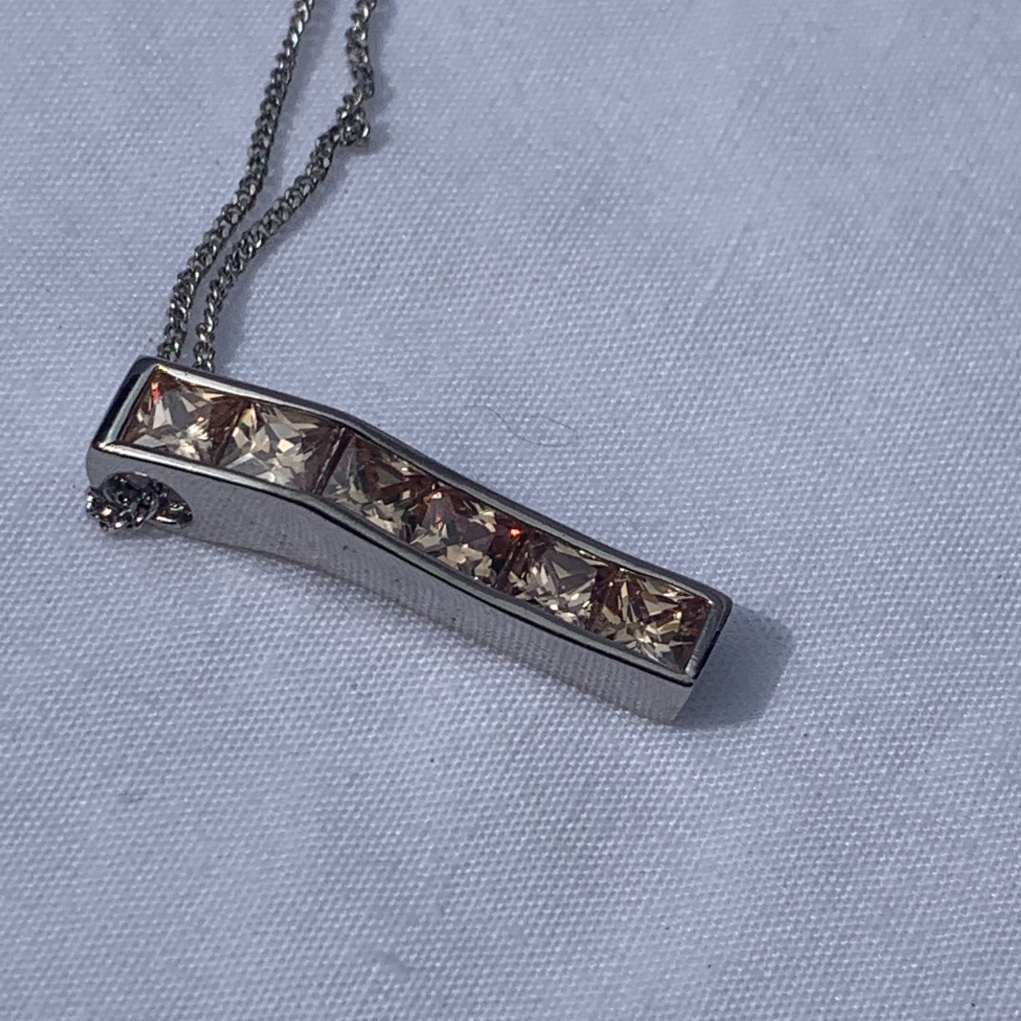 Designer Sterling Silver Women's Necklace With Yellow CZ Pendant, 18" Size ONE SIZE - 12 Thumbnail
