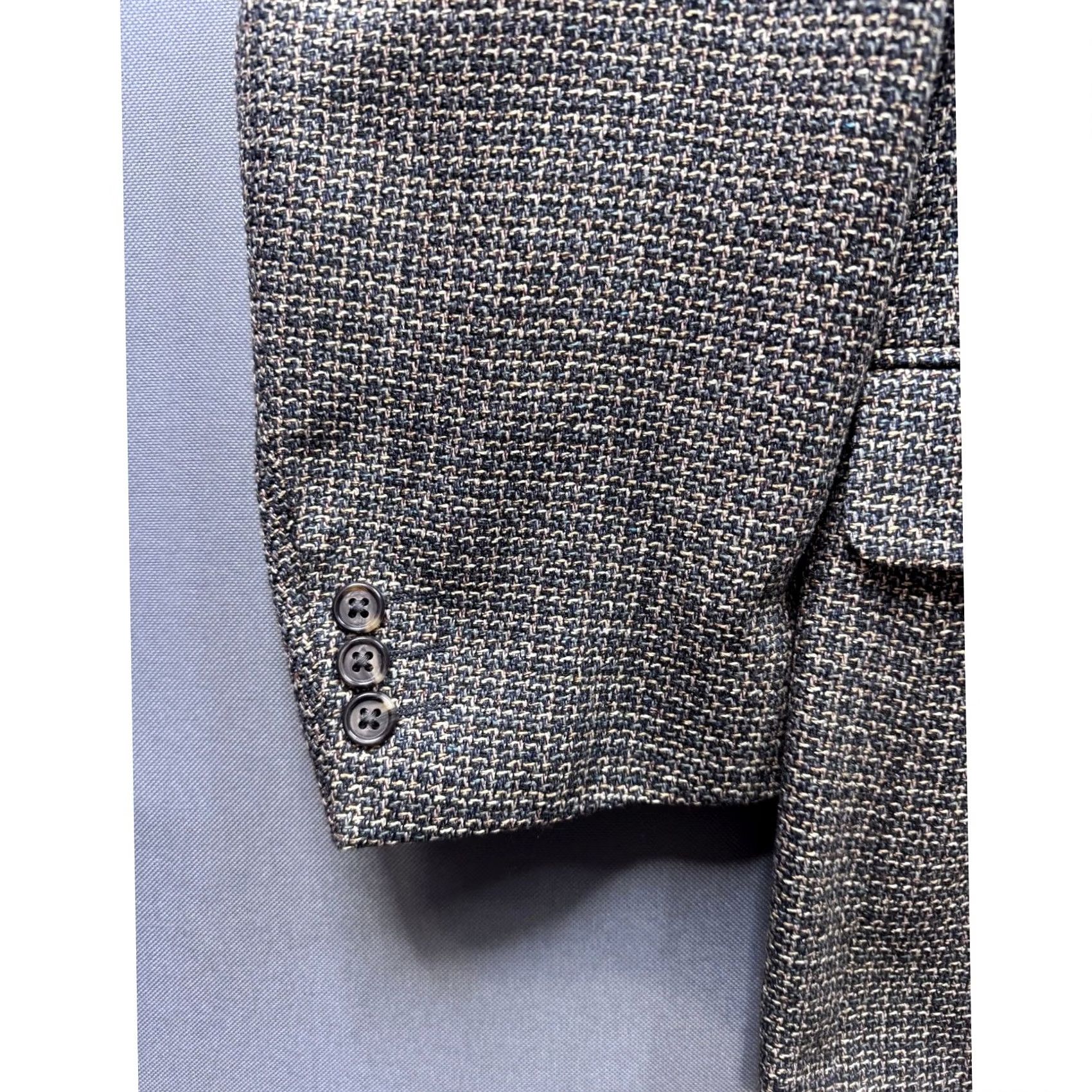 Yves Saint Laurent VINTAGE Yves Saint Laurent Blazer Men Wool Silk Blend Tweed Geometric Notch Lapel Notch Single-Breasted Two-Button 43 Chest Regular Fit Brown Size 42R - 5 Thumbnail