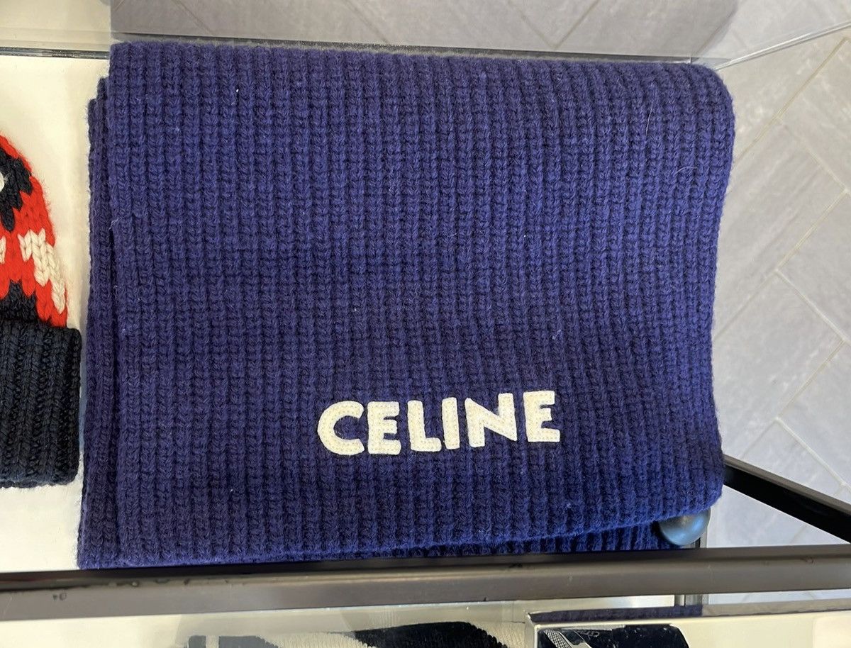 Celine Ribbed Wool Logo Scarf Size ONE SIZE - 3 Thumbnail