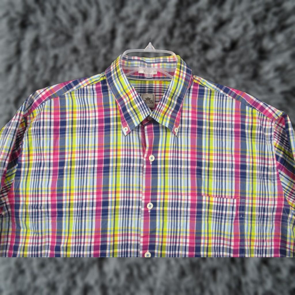 Peter Millar Peter Millar Crown Men's Shirt XL Cotton Pastel Multicolor Plaid Easter Sunday Size US XL / EU 56 / 4 - 1 Thumbnail