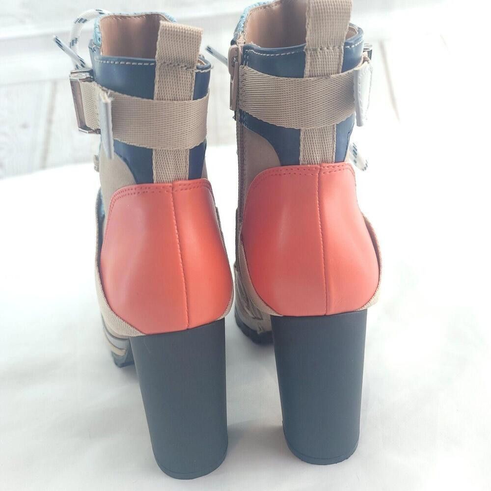 Steve Madden Steve Madden Illusion Tan Leather Blue Size 7.5 Heeled Boot Size US 7.5 / IT 37.5 - 8 Thumbnail