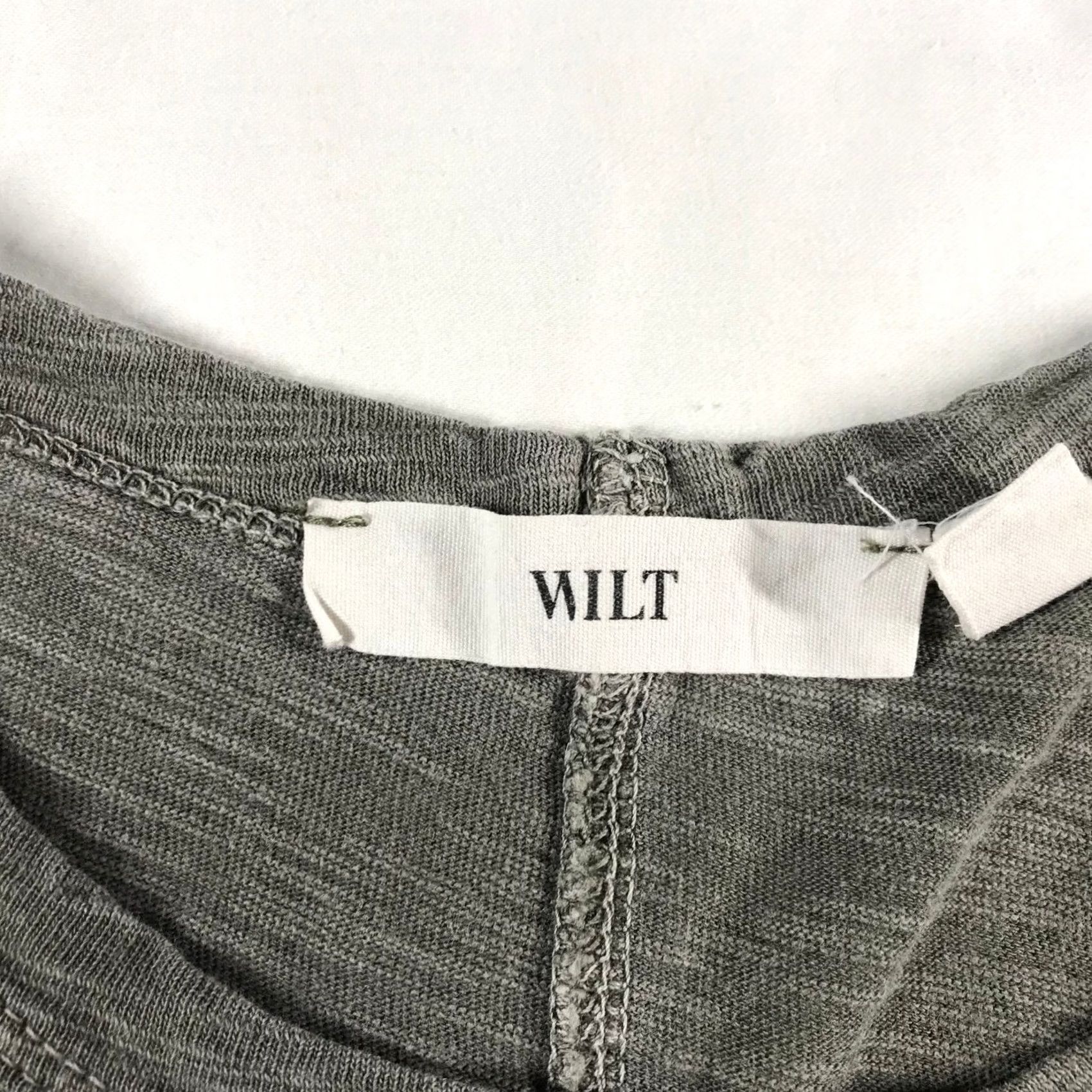 Vintage Wilt Womens XS Gray Long Sleeve Top USA Asymmetrical Crossover Hem Slub Knit Size XS / US 0-2 / IT 36-38 - 4 Thumbnail