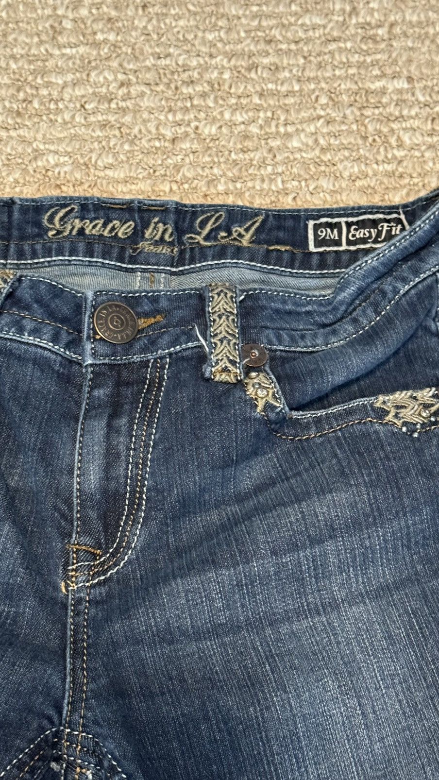 Grace in LA × Vintage Grace in LA Rhinestone Jeans Easy Fit Size 29" - 4 Thumbnail