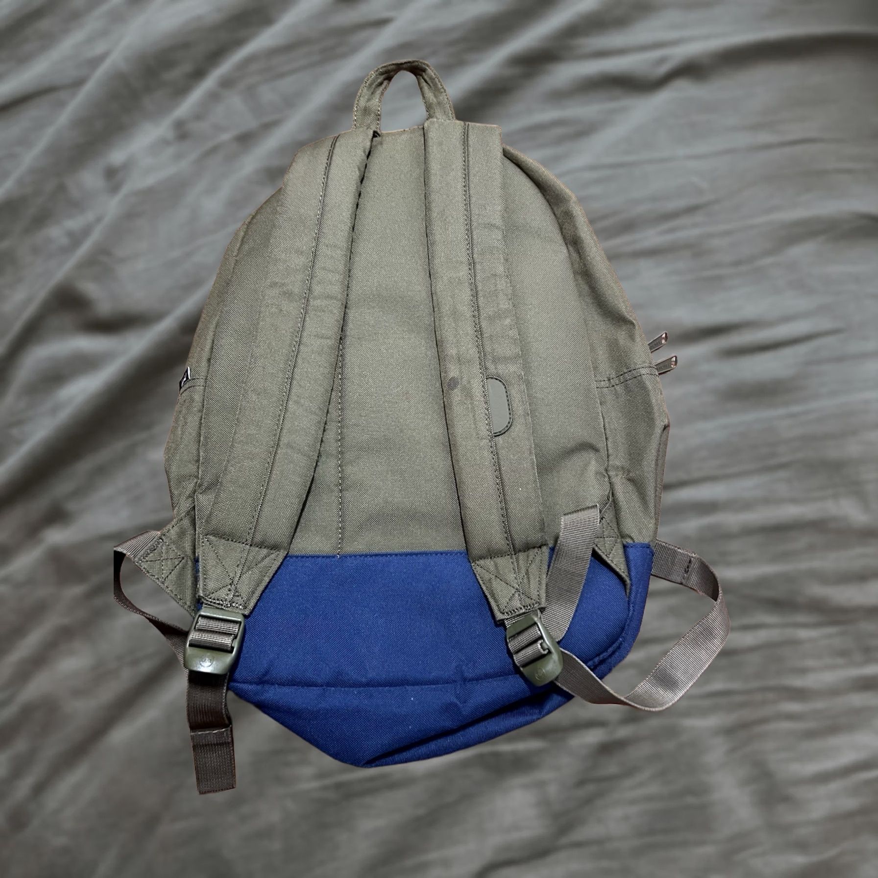 grey herschel backpack with blue zipper Vintage Herschel Backpack Green Zip School Travel Pocket Logo Men Large  Canvas, Polyester Bag