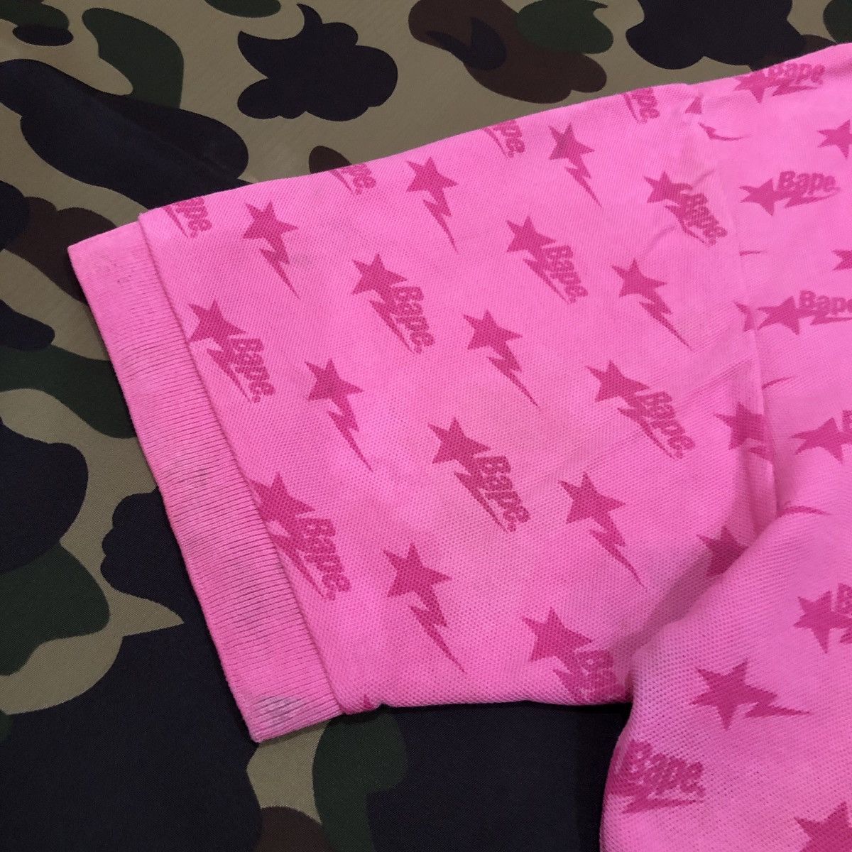 Bape Bape Sta Pattern Polo Shirts Size L Size US L / EU 52-54 / 3 - 13 Thumbnail