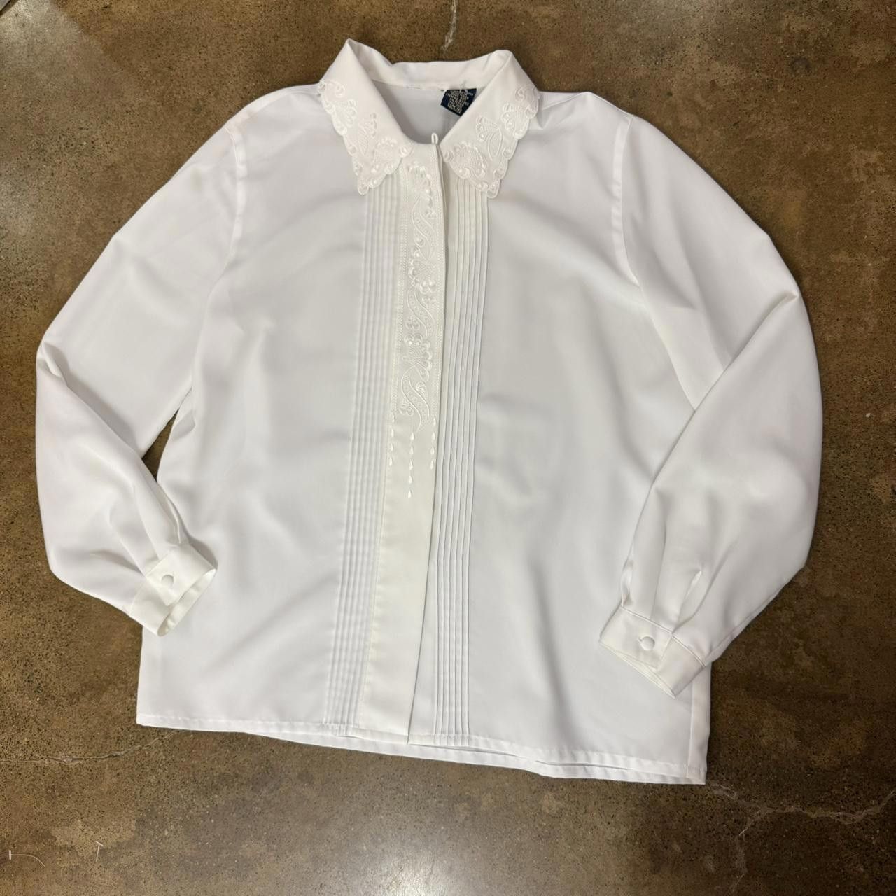 Designer White Long Sleeve Button Up Size XL / US 12-14 / IT 48-50 - 2 Thumbnail