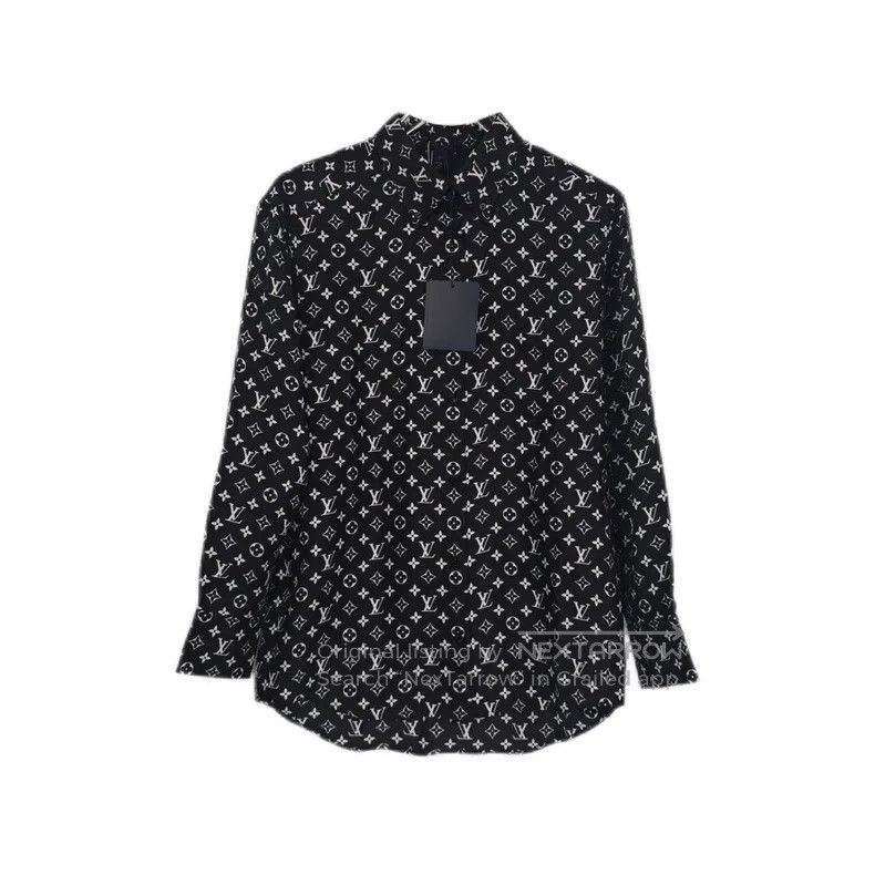 Louis Vuitton Louis Vuitton Black full logo mulberry silk shirt Size XS / US 0-2 / IT 36-38 - 1 Thumbnail