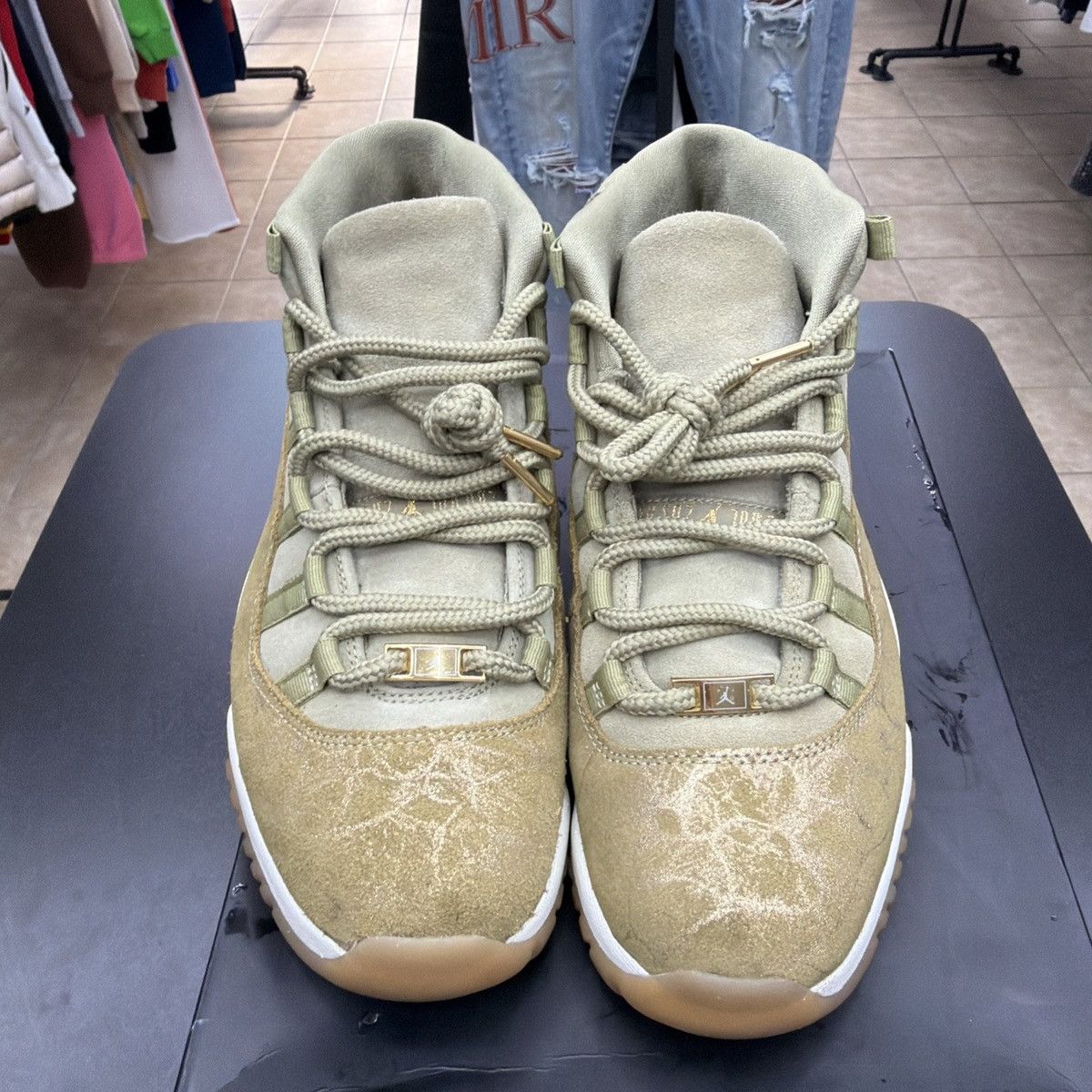 Jordan Brand Womans Air Jordan 11 XI Retro Olive Gold Cracked size 12 Size US 12 / EU 45 - 15 Thumbnail