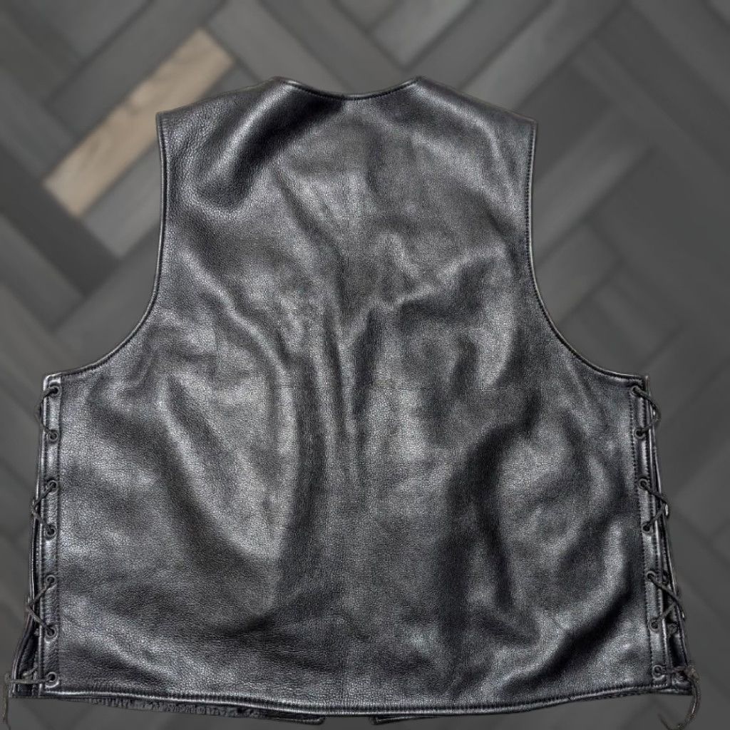 Vintage VINTAGE Bucati MOTORCYCLE vest shirt Mens 3XL Black gun conceal carry 50-52 Western snap Leather USA made Conceal Carry Vest Size US XXL / EU 58 / 5 - 1 Thumbnail