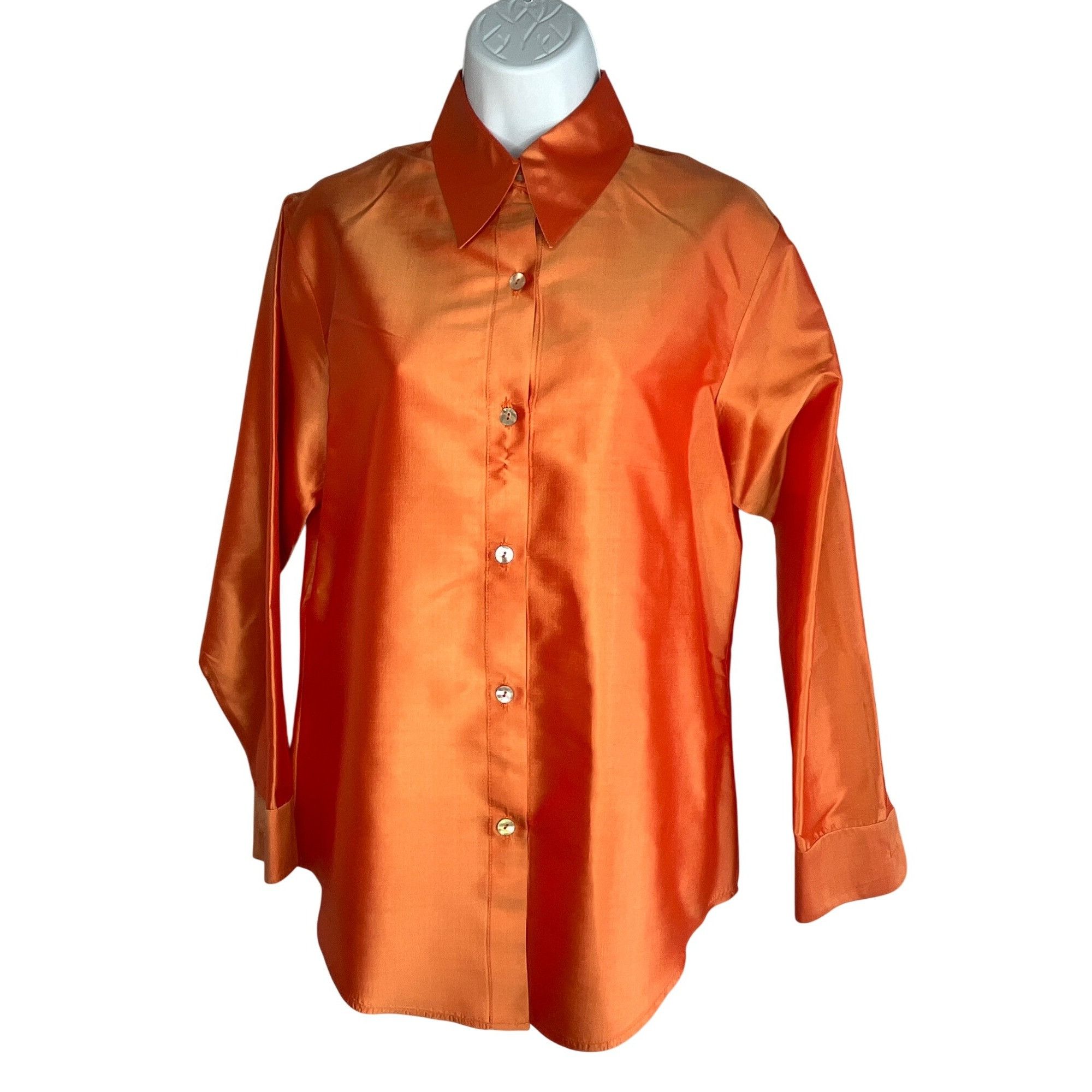 Other Gabrielle Carlson Womens Orange Silk Button-Up Shirt S 59j Size S / US 4 / IT 40 - 1 Thumbnail
