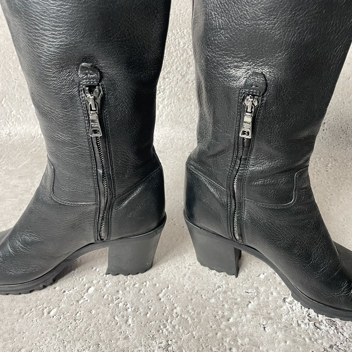 Prada × Vintage Prada Leather Black High Knee Boots Size US 8 / IT 38 - 8 Thumbnail