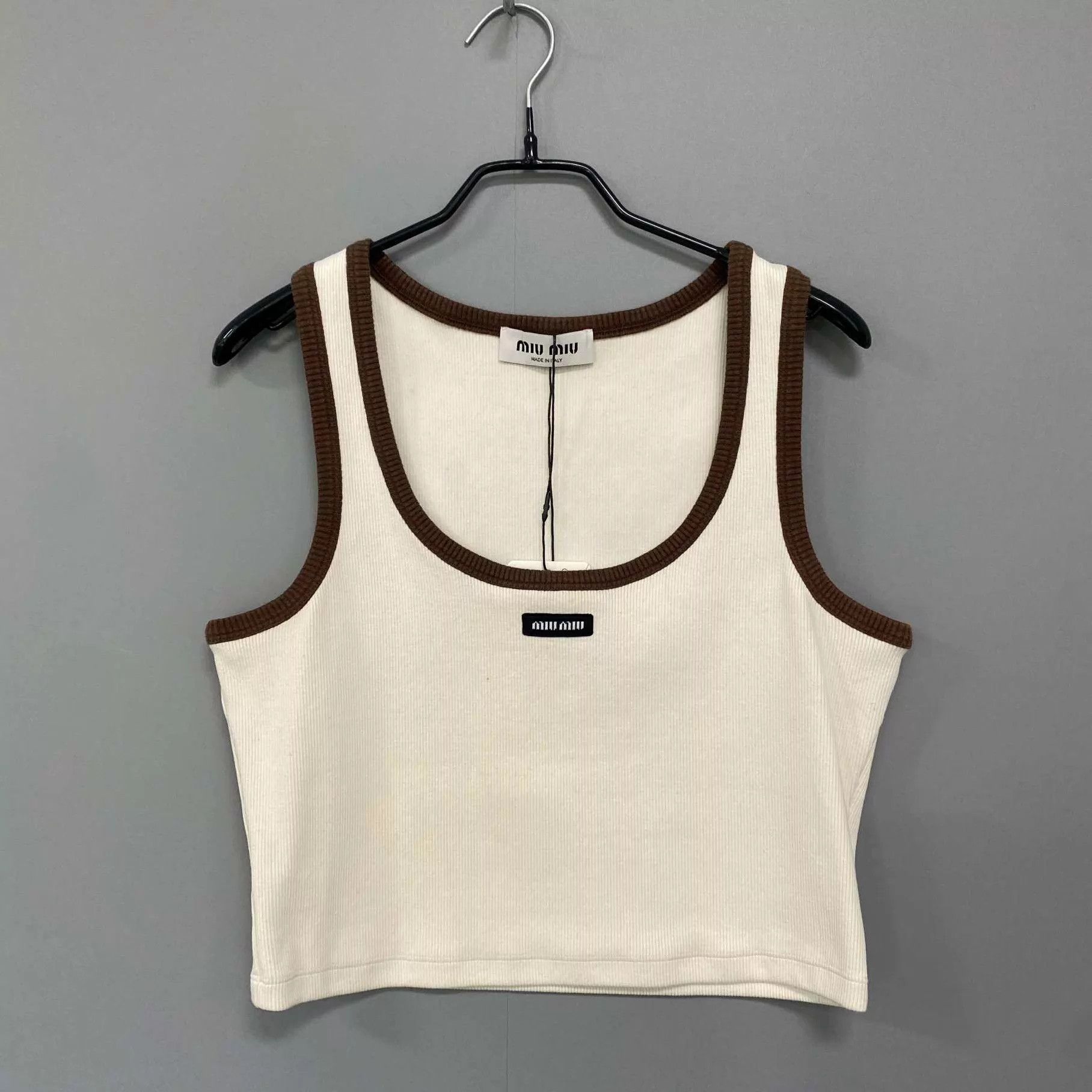 Miu Miu MIUMIU beige color blocked knit camisole L Size L / US 10 / IT 46 - 2 Thumbnail