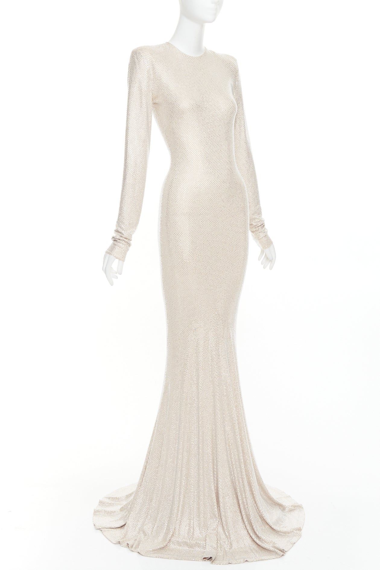 Alexandre Vauthier ALEXANDRE VAUTHIER Bridal ivory nude diamond strass crystal long sleeve gown dress Size S / US 4 / IT 40 - 1 Thumbnail