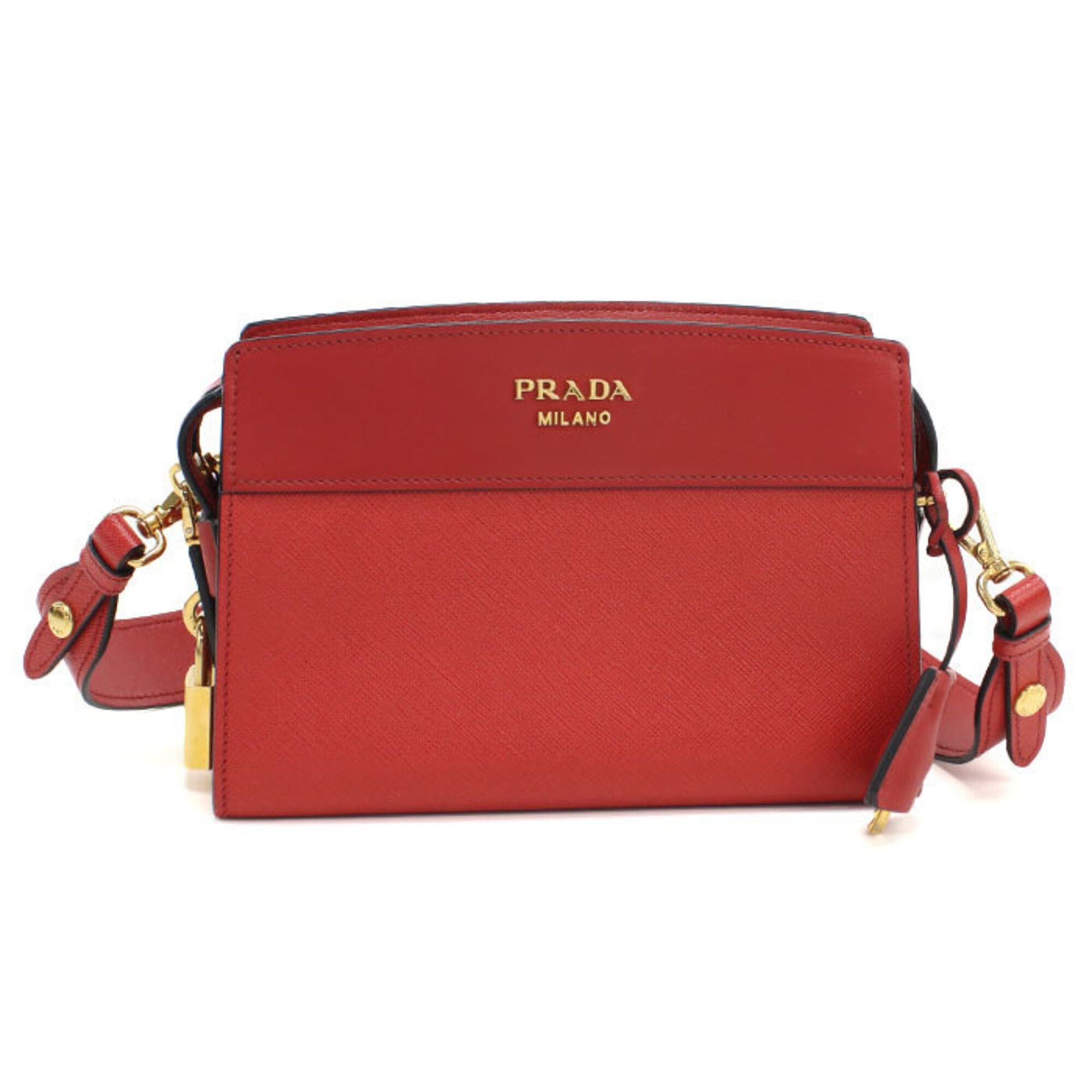 Prada Prada Crossbody Shoulder Bag 1BH043 Saffiano Leather Women's Red Size ONE SIZE - 1 Thumbnail