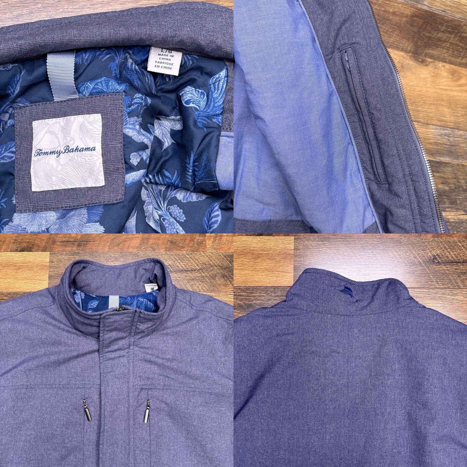 Tommy Bahama Tommy Bahama Cisco Bay Jacket Coat Mens L Blue Full Zip Bomber Jacket Size US L / EU 52-54 / 3 - 8 Thumbnail