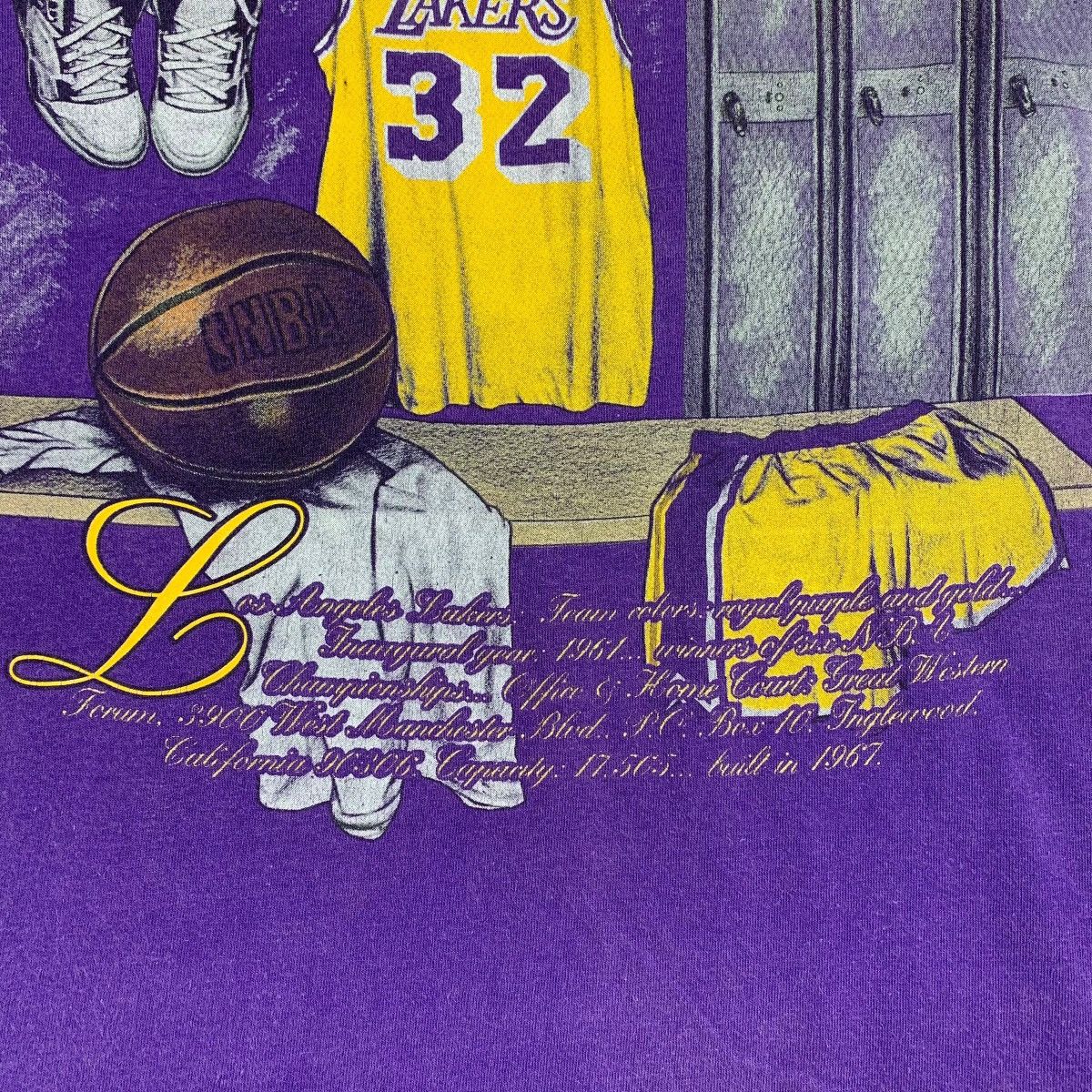 NBA × Vintage Vintage 90s LOS ANGELES LAKERS Magic johnson nutmeg tee Size US XL / EU 56 / 4 - 9 Thumbnail