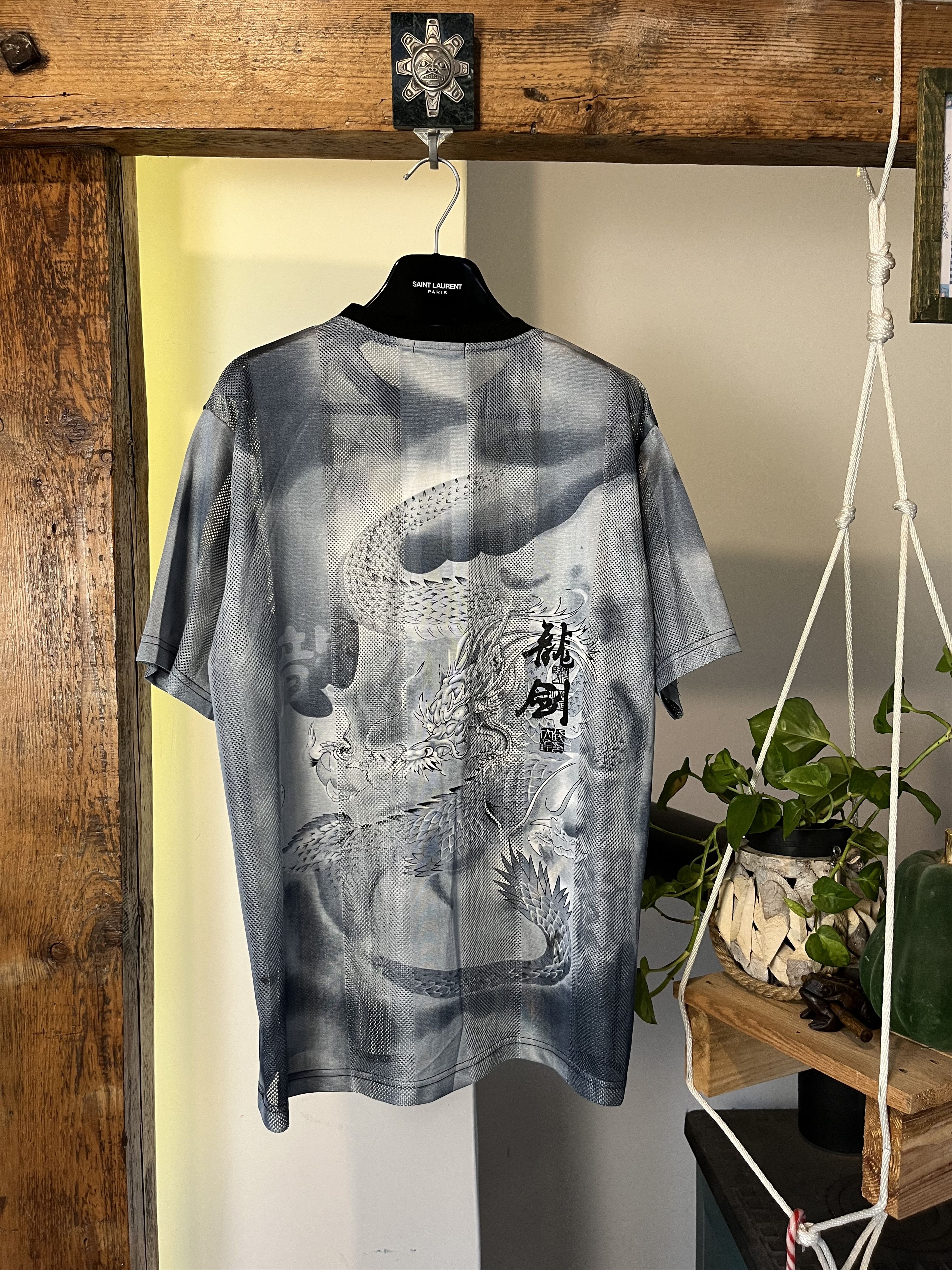 Japanese Brand × Vintage Vintage y2k Dragon Mesh T Shirt Avant Garde Crazy Shirt Size US L / EU 52-54 / 3 - 2 Thumbnail