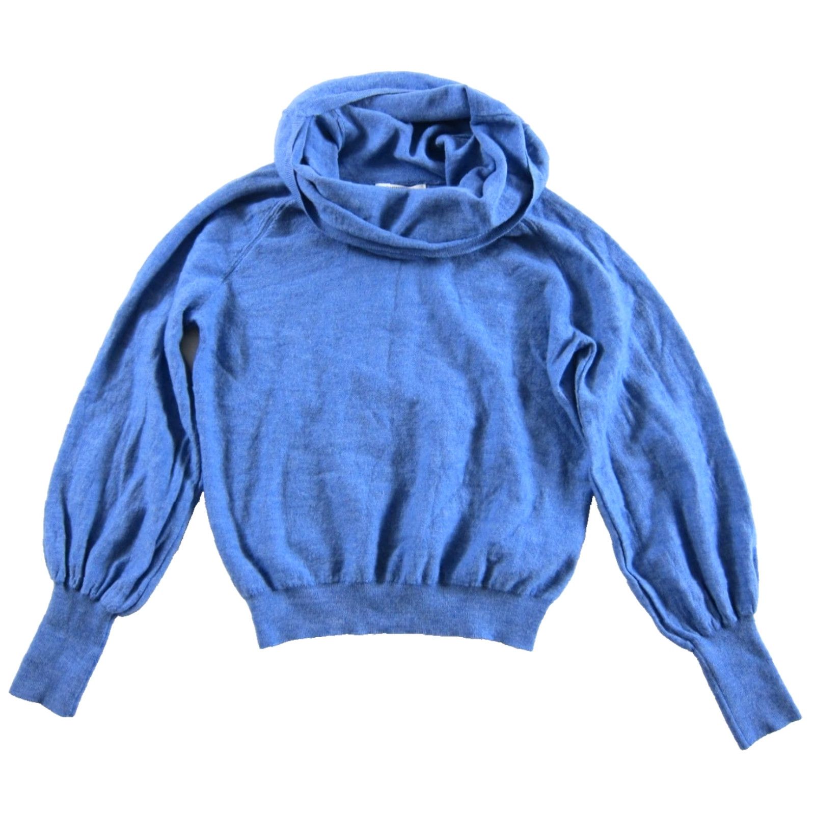 Anthropologie By Anthropologie 100% Merino Wool Blue Turtle Cowl Neck Sweater Medium Size M / US 6-8 / IT 42-44 - 2 Thumbnail