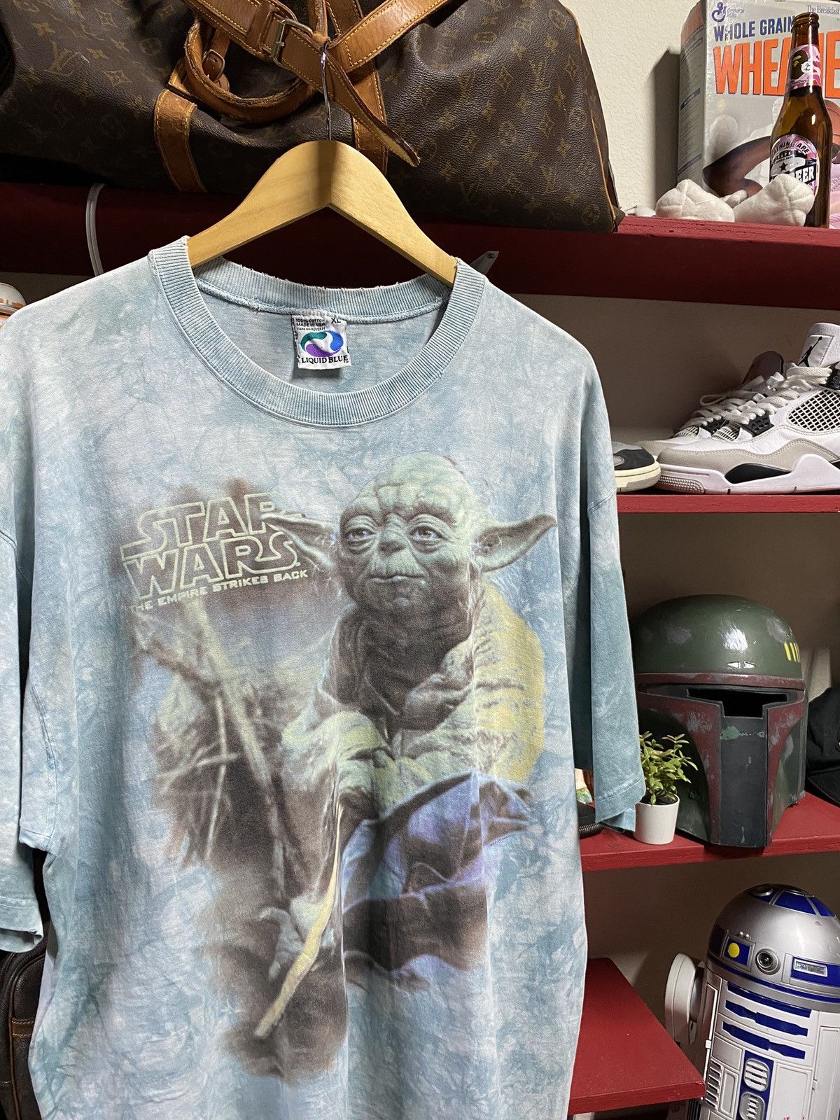 Liquid Blue Vintage 90’s Star Wars Yoda Liquid Blue Tiedye Tee Shirt 2XL Size US XXL / EU 58 / 5 - 7 Thumbnail